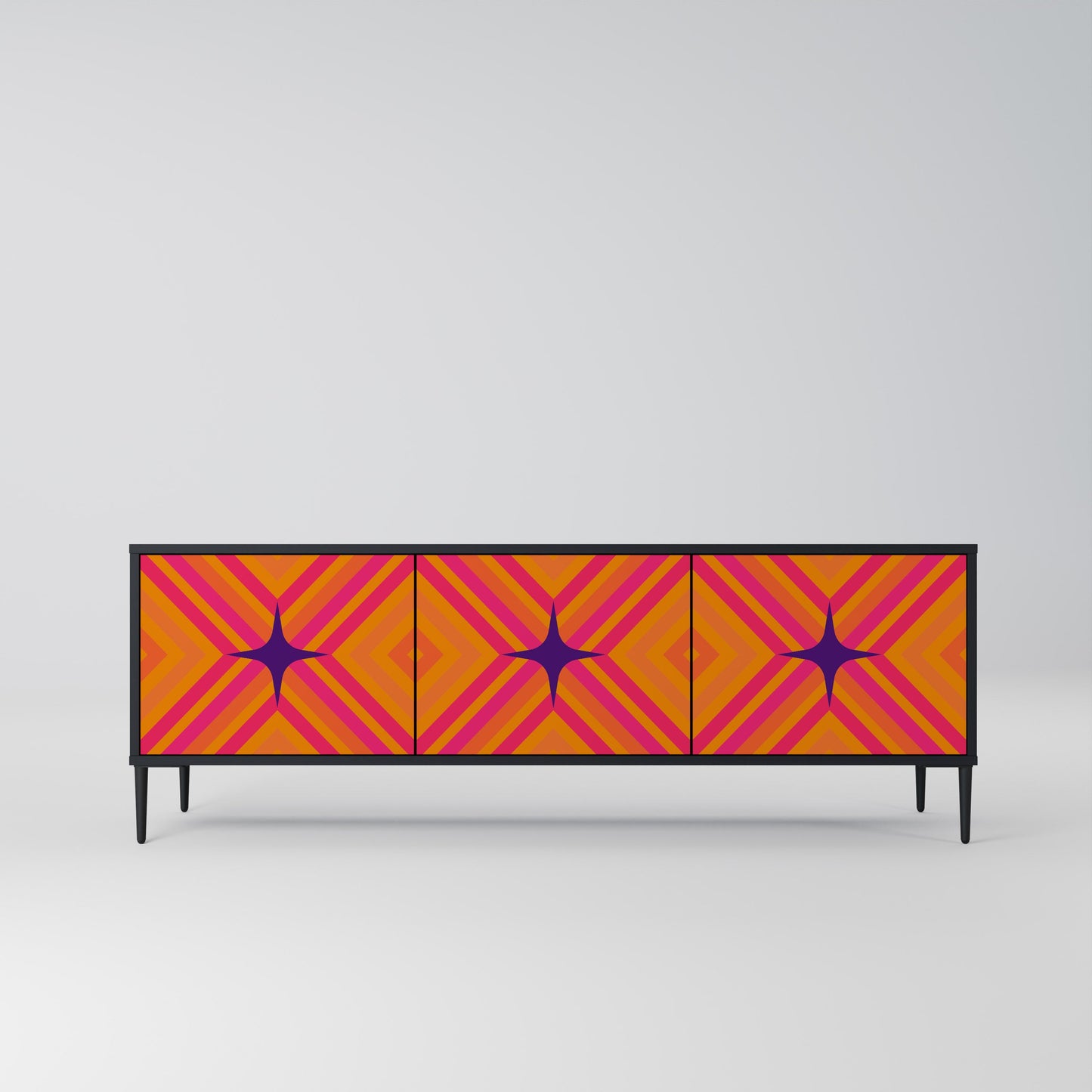 Mobile TV GEOMETRIC BRILLIANCE a 3 ante in finitura nera