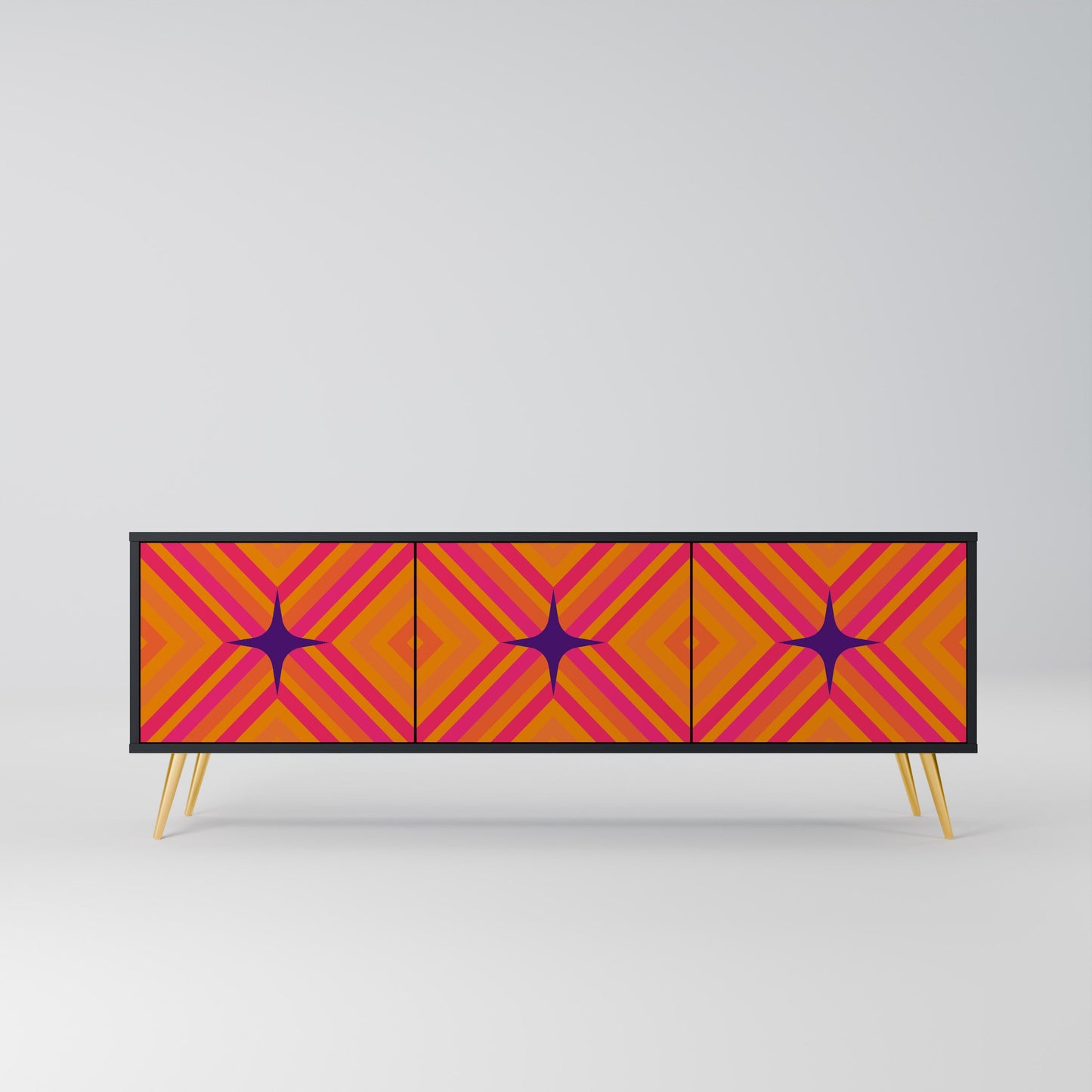Mobile TV GEOMETRIC BRILLIANCE a 3 ante in finitura nera