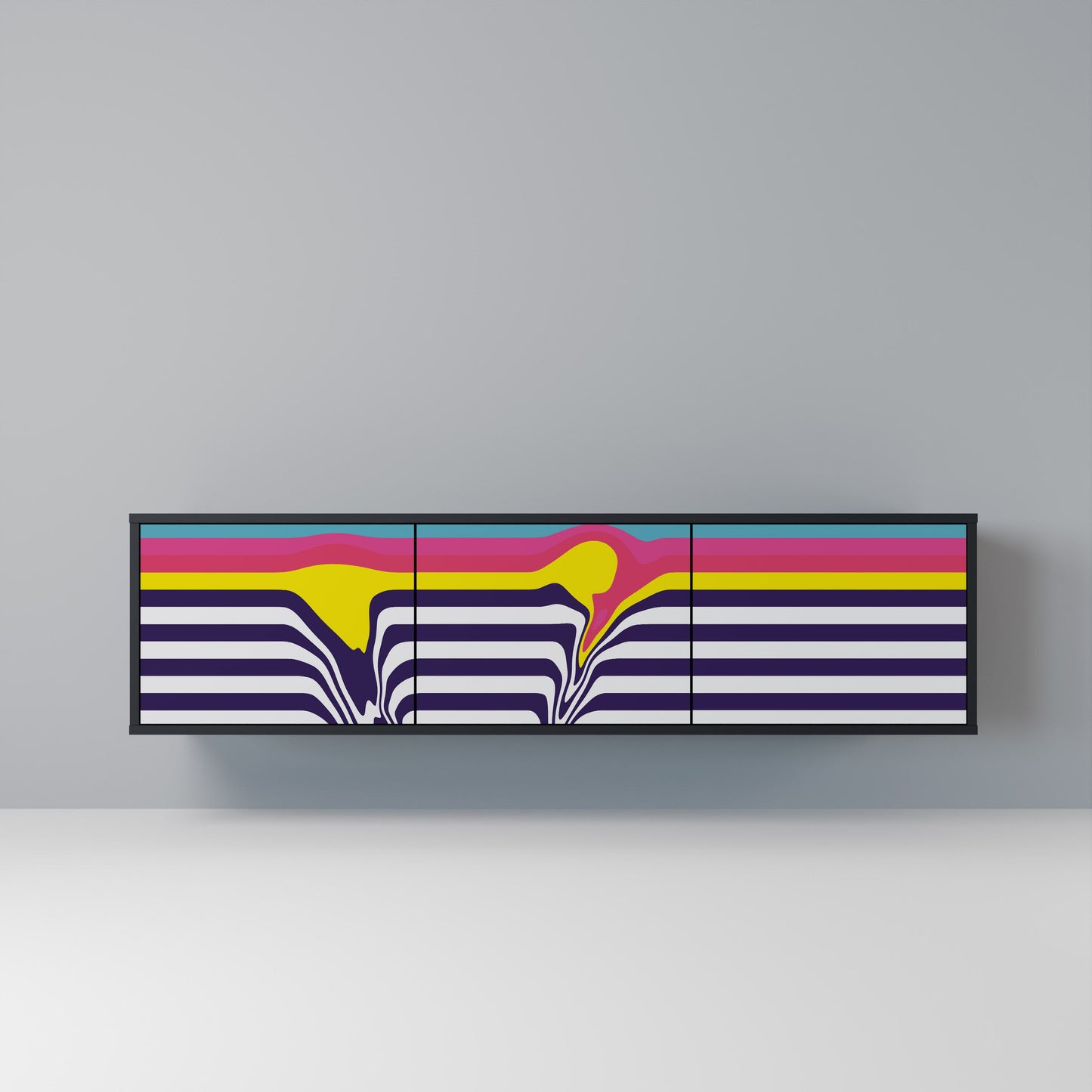 Mobile TV a 3 ante COLORFUL DIVERSION con finitura nera