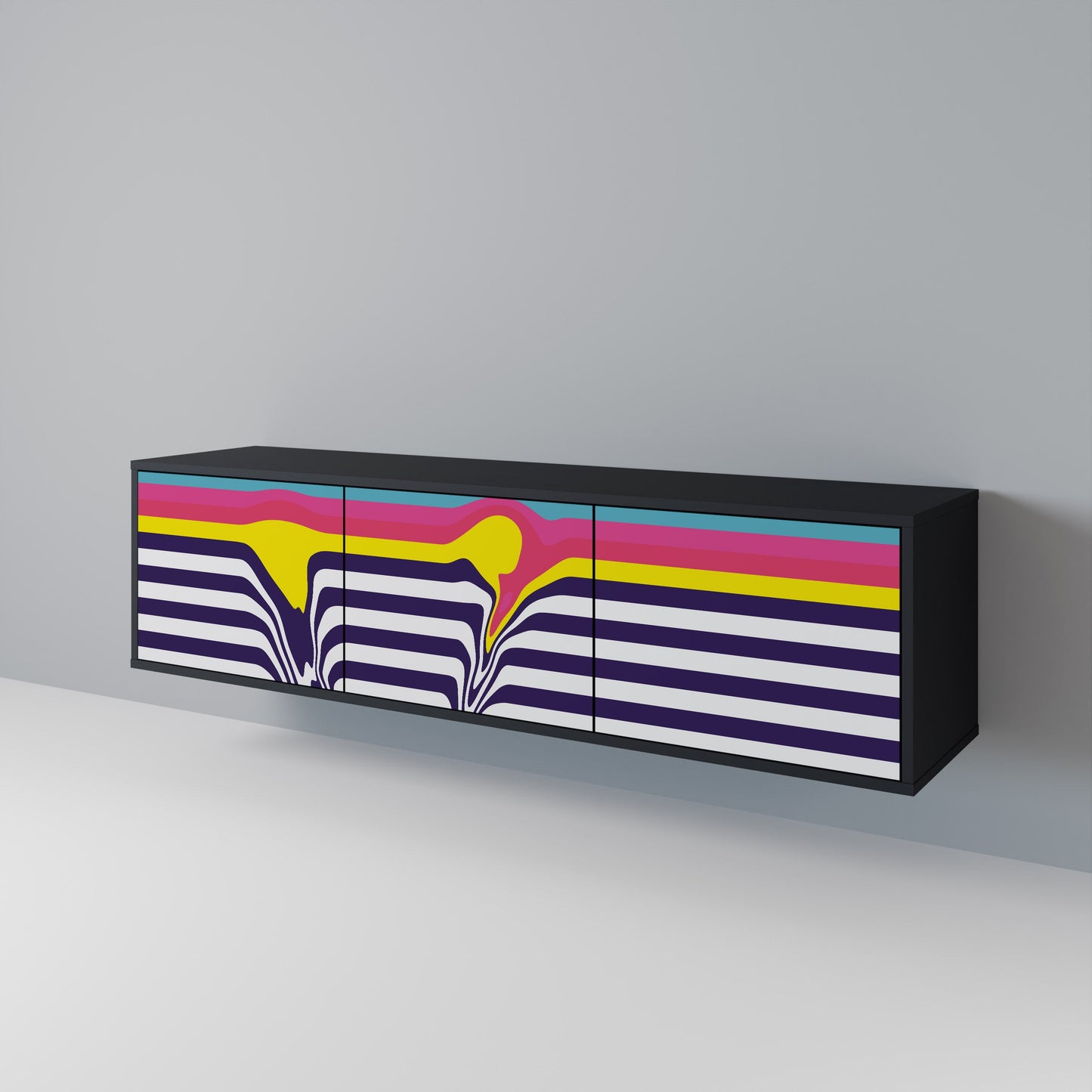 Mobile TV a 3 ante COLORFUL DIVERSION con finitura nera