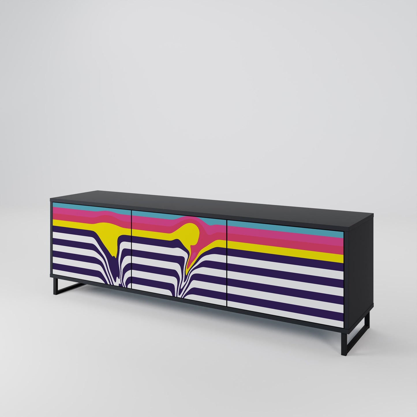 Mobile TV a 3 ante COLORFUL DIVERSION con finitura nera
