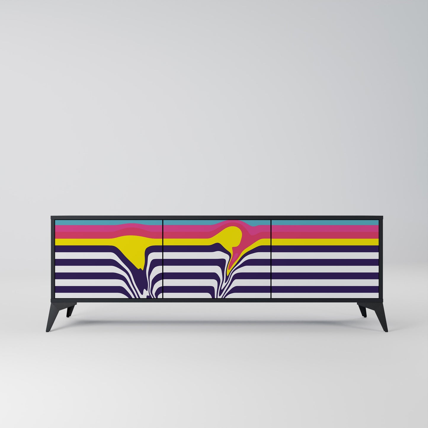 Mobile TV a 3 ante COLORFUL DIVERSION con finitura nera