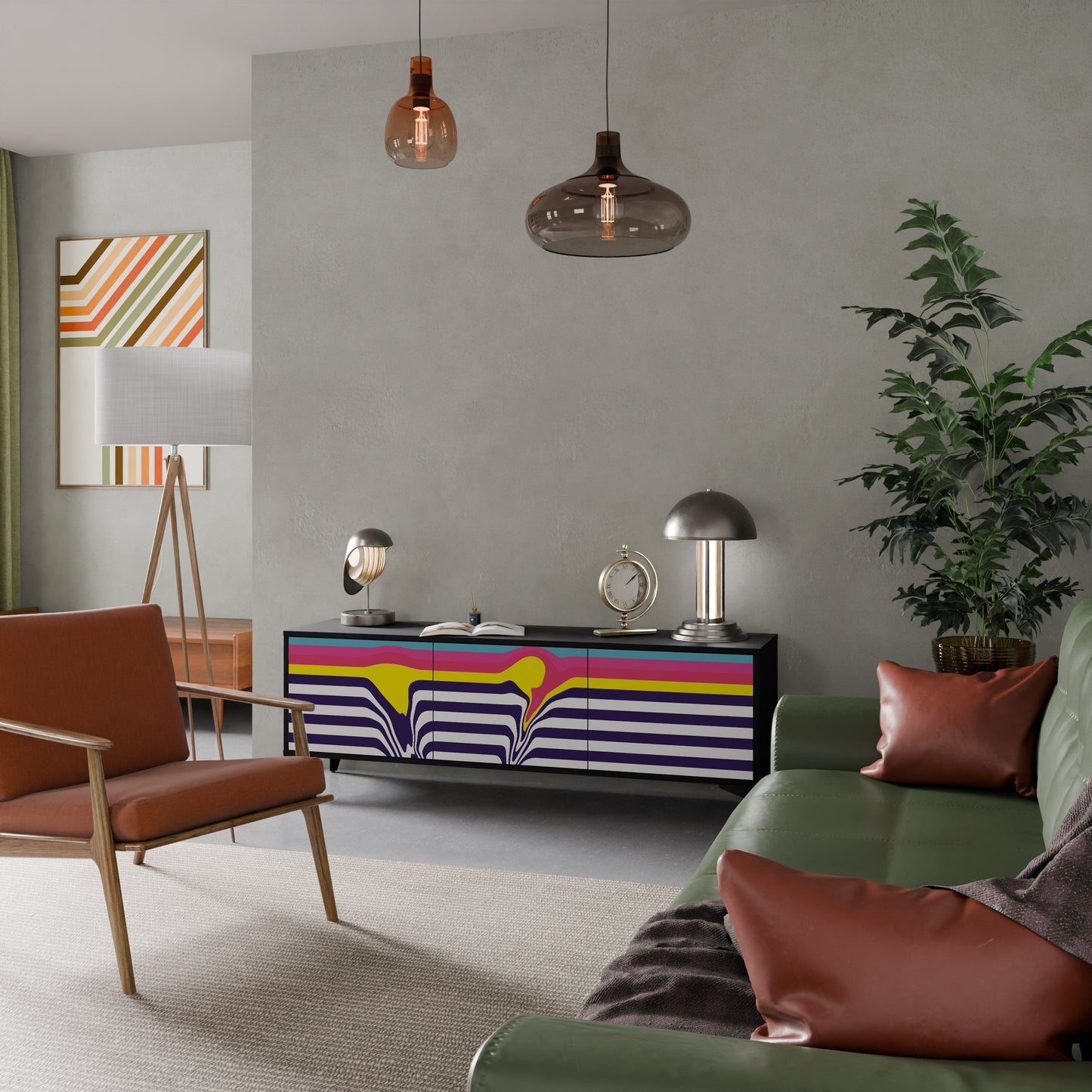 Mobile TV a 3 ante COLORFUL DIVERSION con finitura nera
