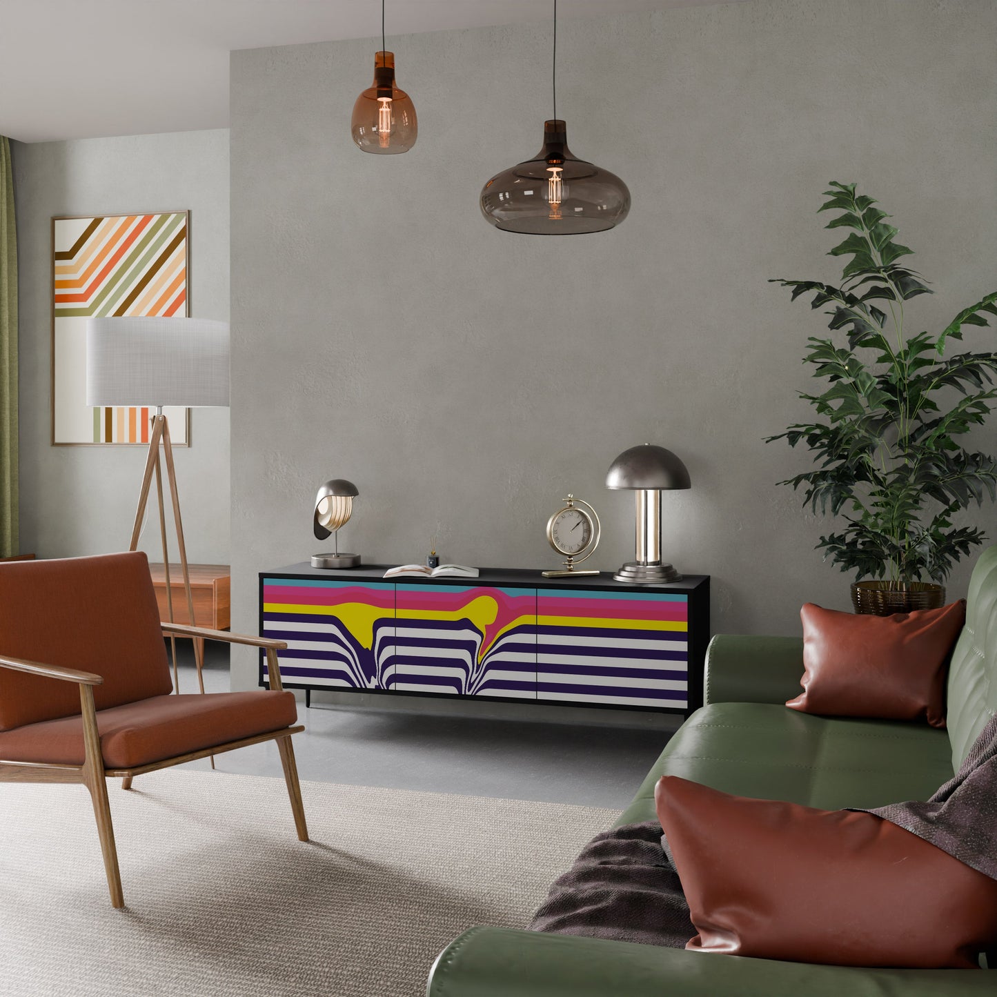 Mobile TV a 3 ante COLORFUL DIVERSION con finitura nera