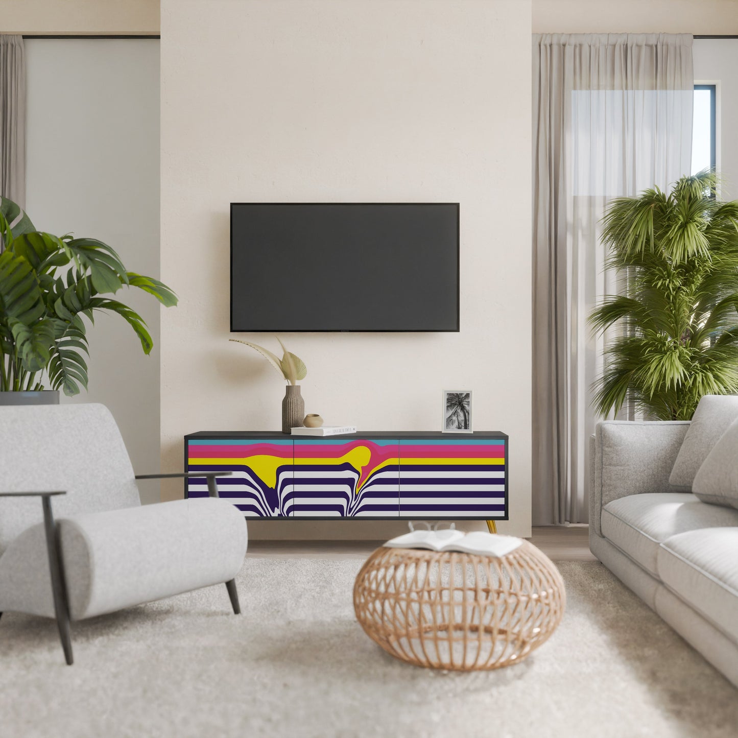 Mobile TV a 3 ante COLORFUL DIVERSION con finitura nera