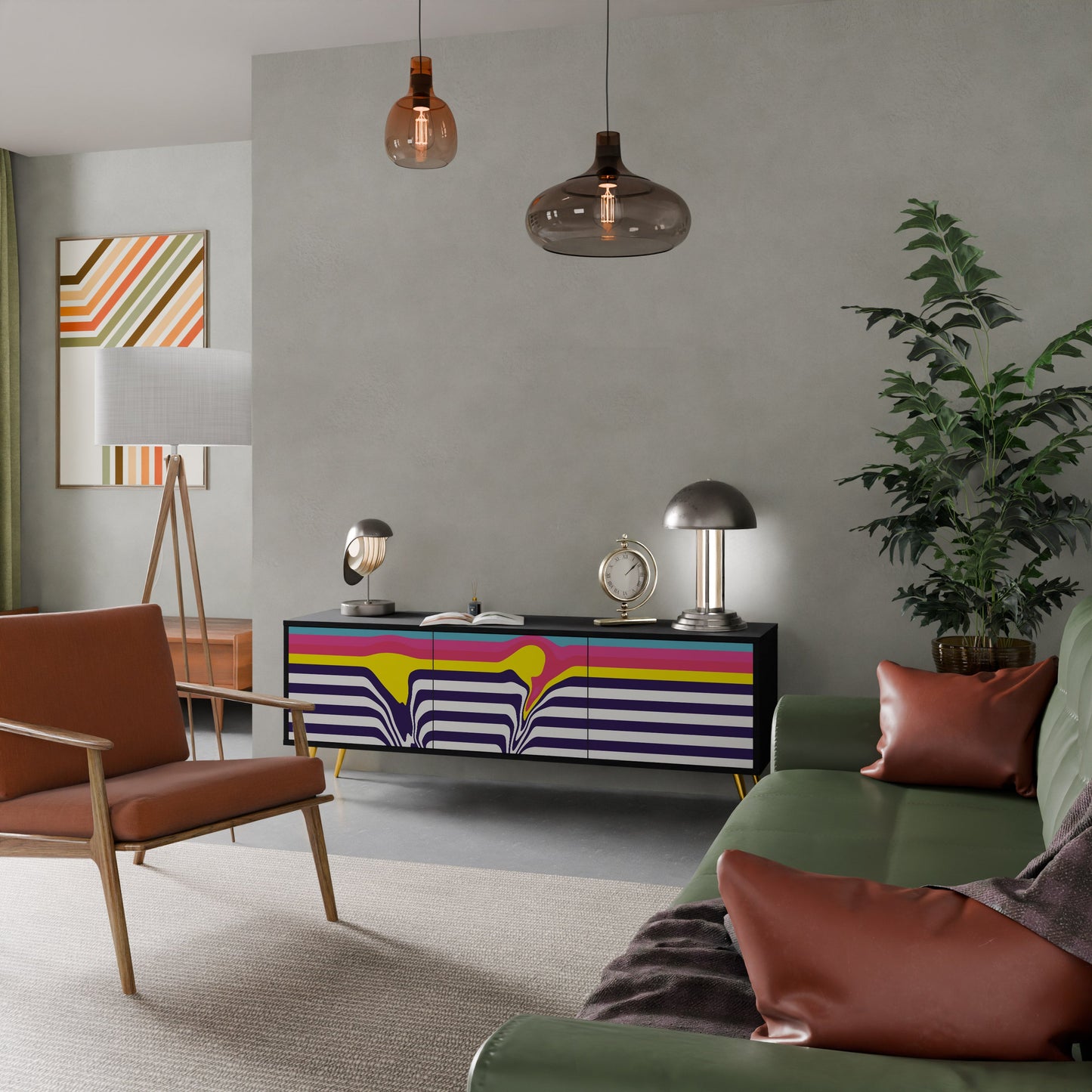 Mobile TV a 3 ante COLORFUL DIVERSION con finitura nera
