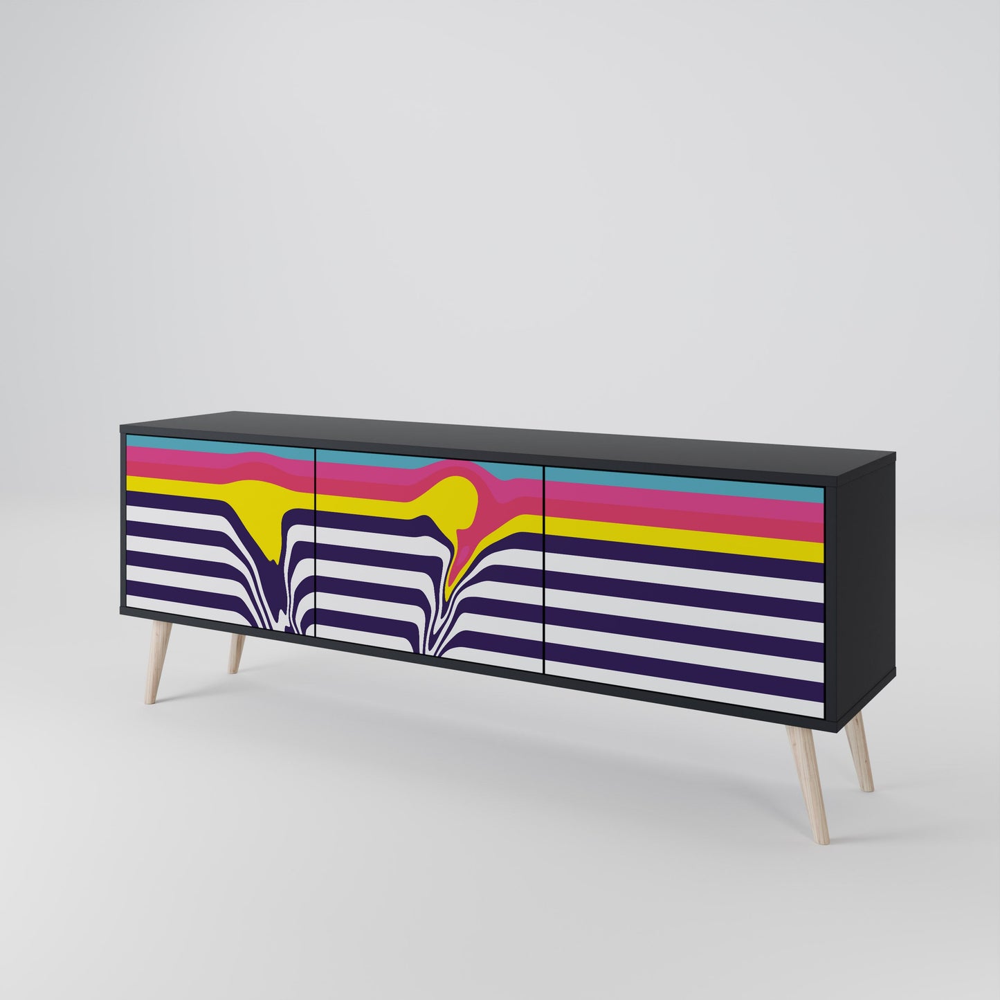Mobile TV a 3 ante COLORFUL DIVERSION con finitura nera