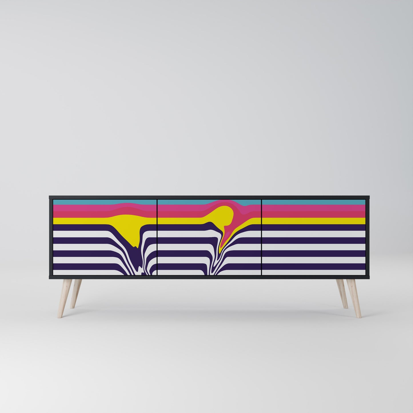 Mobile TV a 3 ante COLORFUL DIVERSION con finitura nera