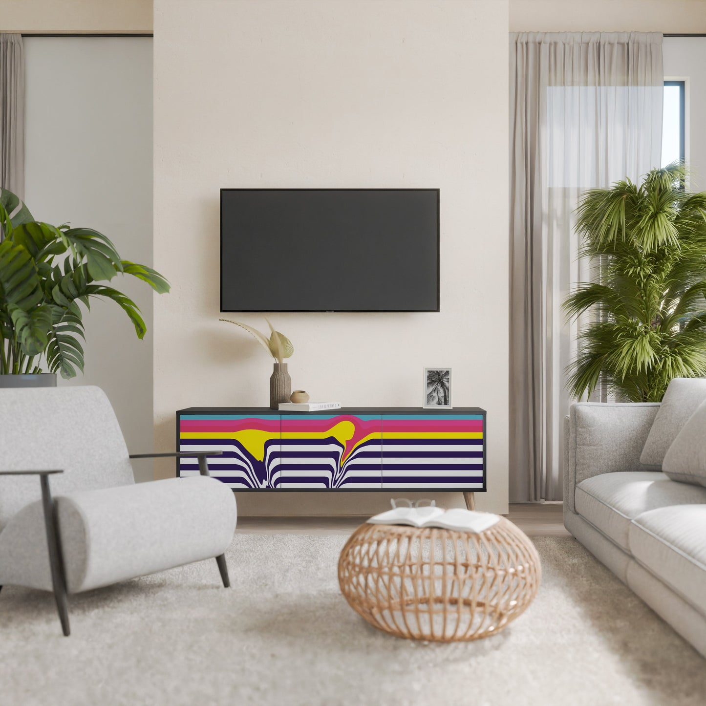 Mobile TV a 3 ante COLORFUL DIVERSION con finitura nera