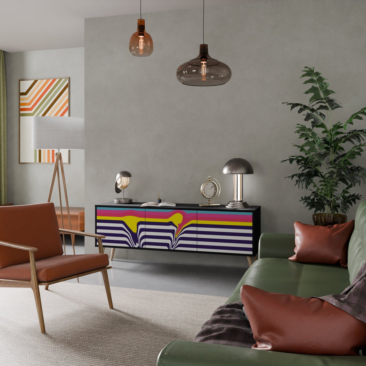 Mobile TV a 3 ante COLORFUL DIVERSION con finitura nera