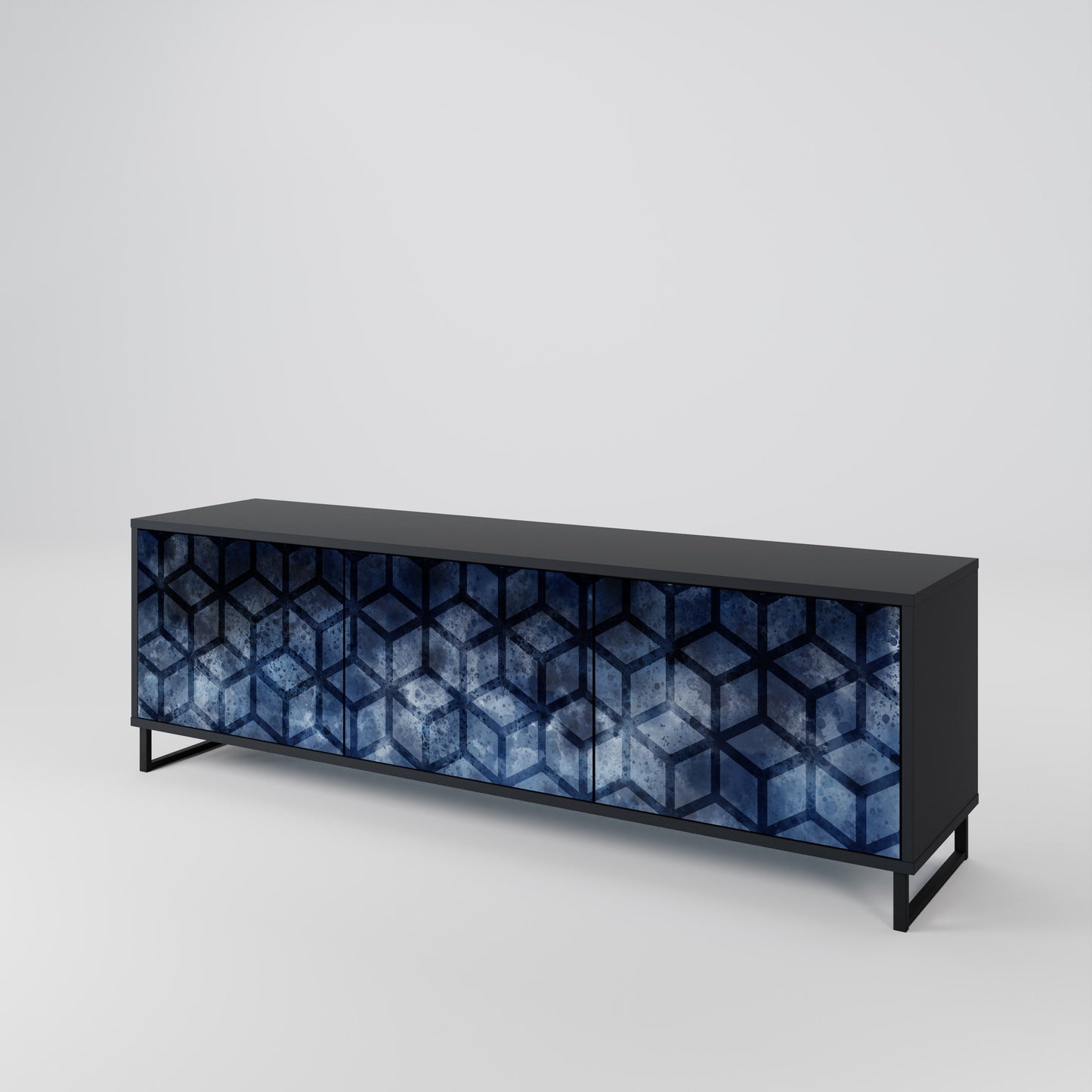Mobile TV CUBIC MIST a 3 ante con finitura nera