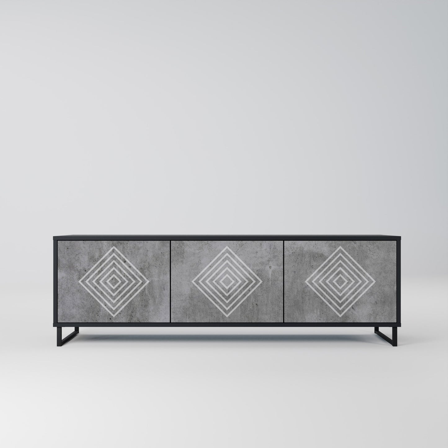 Mobile TV POLYGONAL ARTISTRY a 3 ante con finitura nera