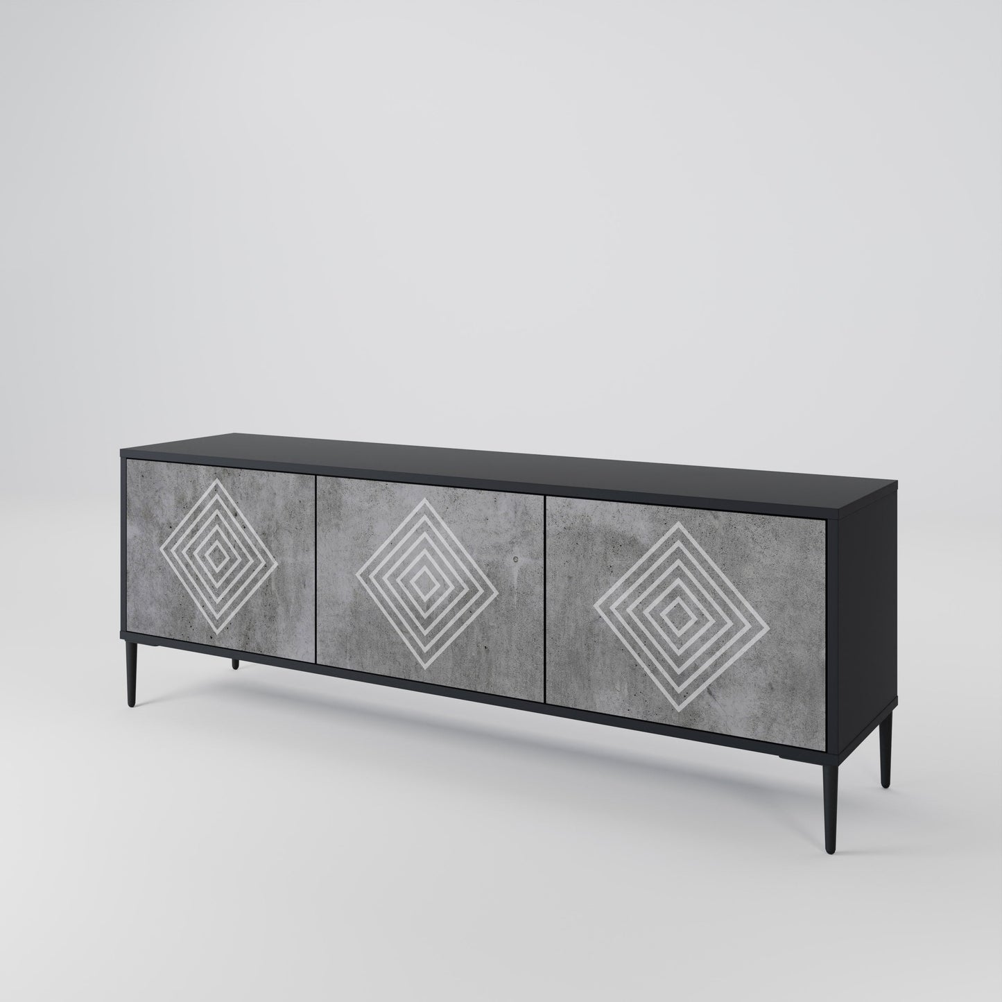 Mobile TV POLYGONAL ARTISTRY a 3 ante con finitura nera