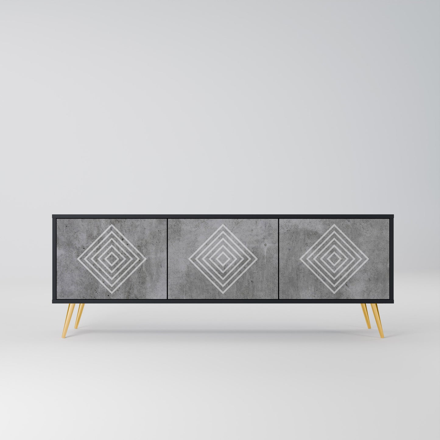 Mobile TV POLYGONAL ARTISTRY a 3 ante con finitura nera