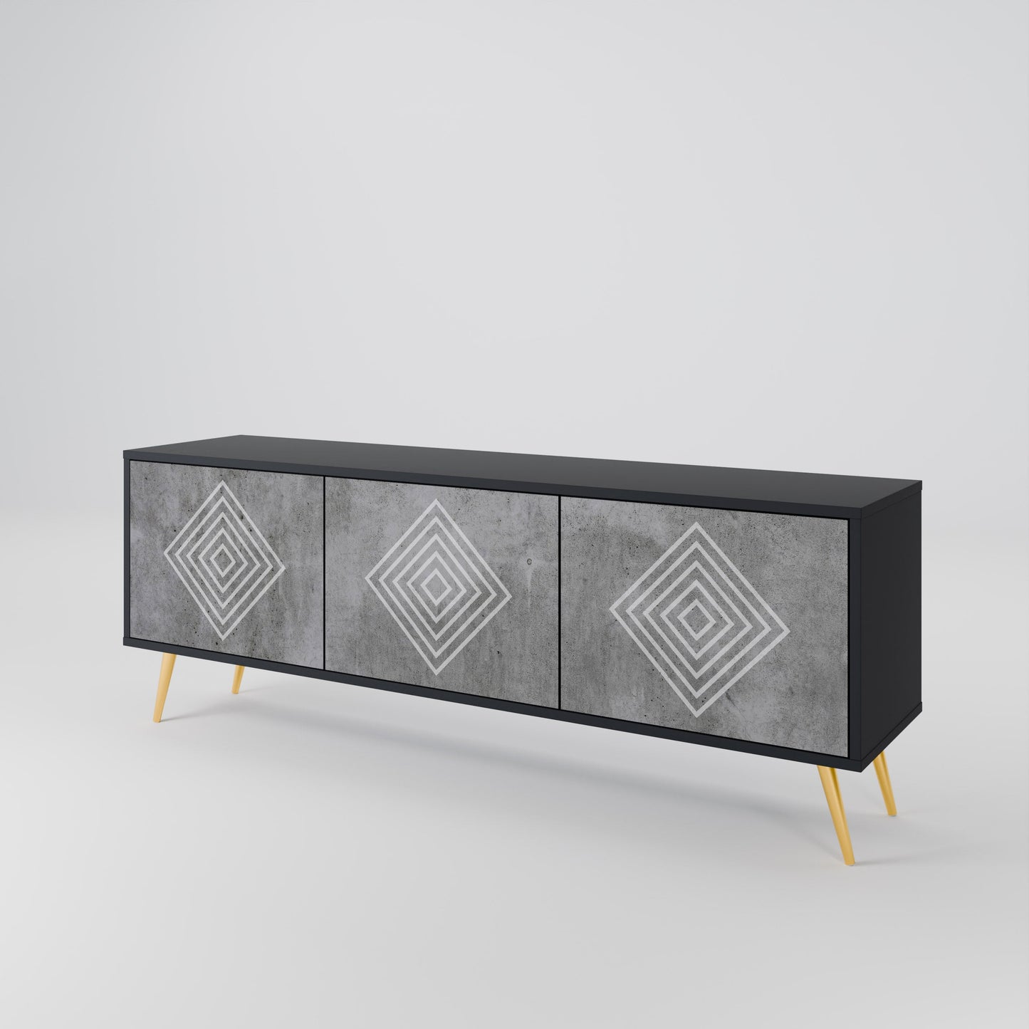 Mobile TV POLYGONAL ARTISTRY a 3 ante con finitura nera