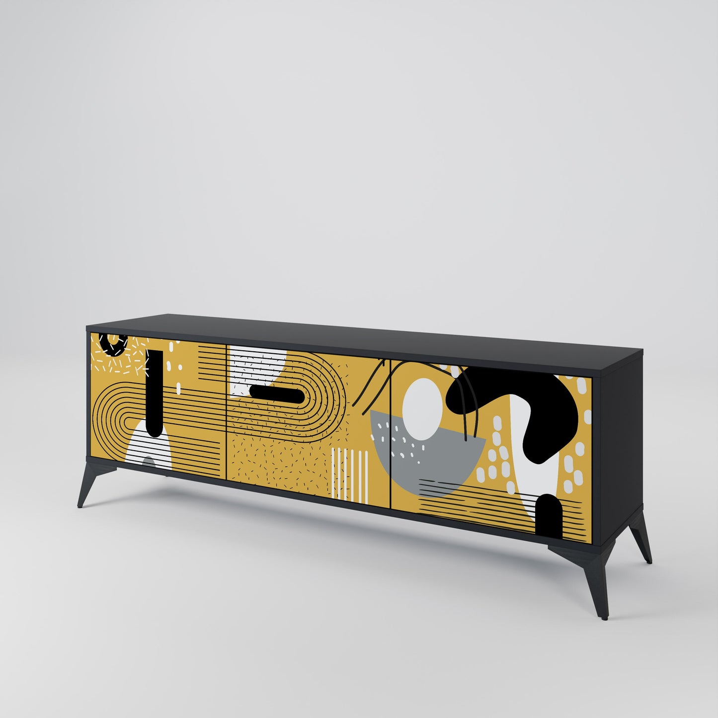 Mobile TV SHAPESHIFT SYMPHONY a 3 ante con finitura nera