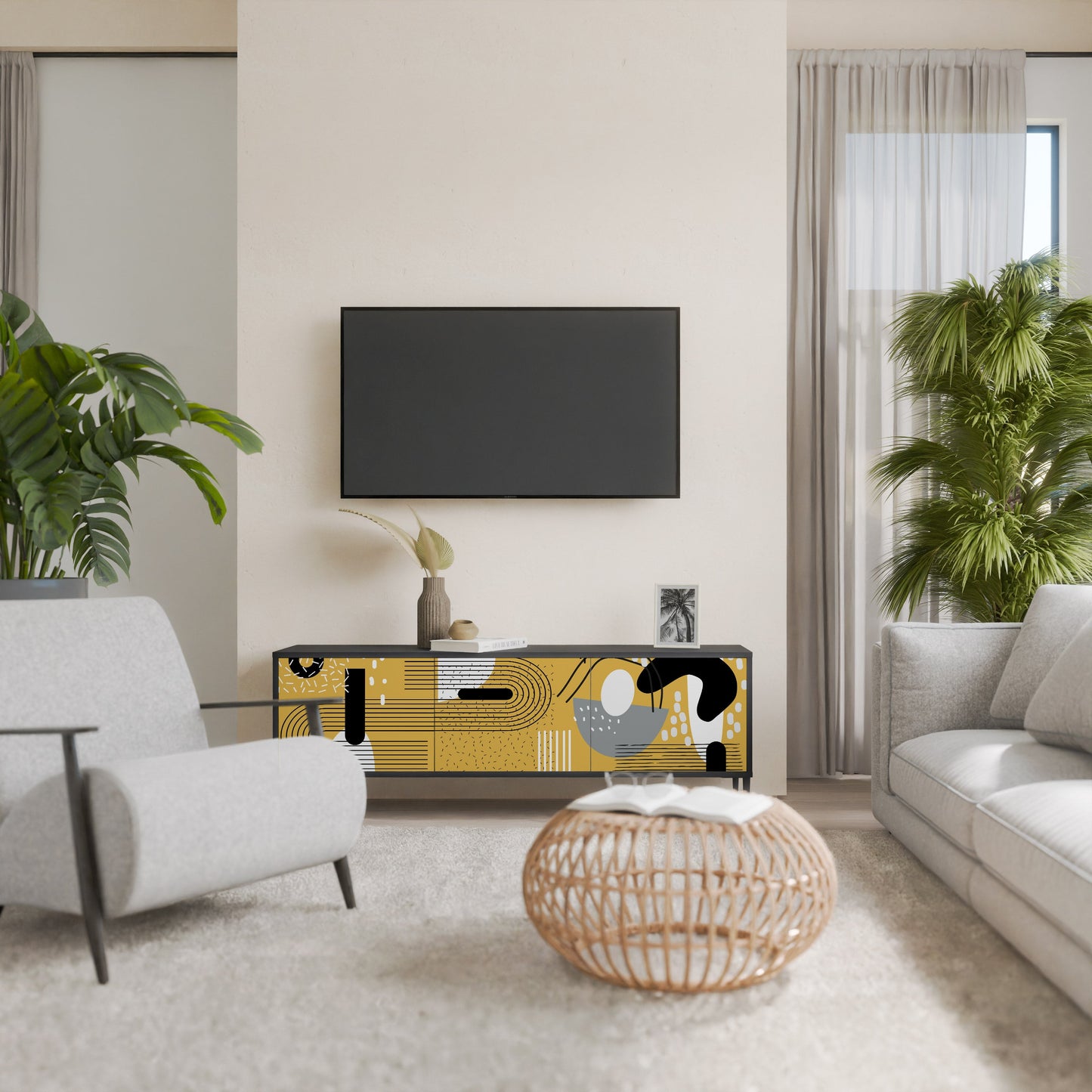 Mobile TV SHAPESHIFT SYMPHONY a 3 ante con finitura nera