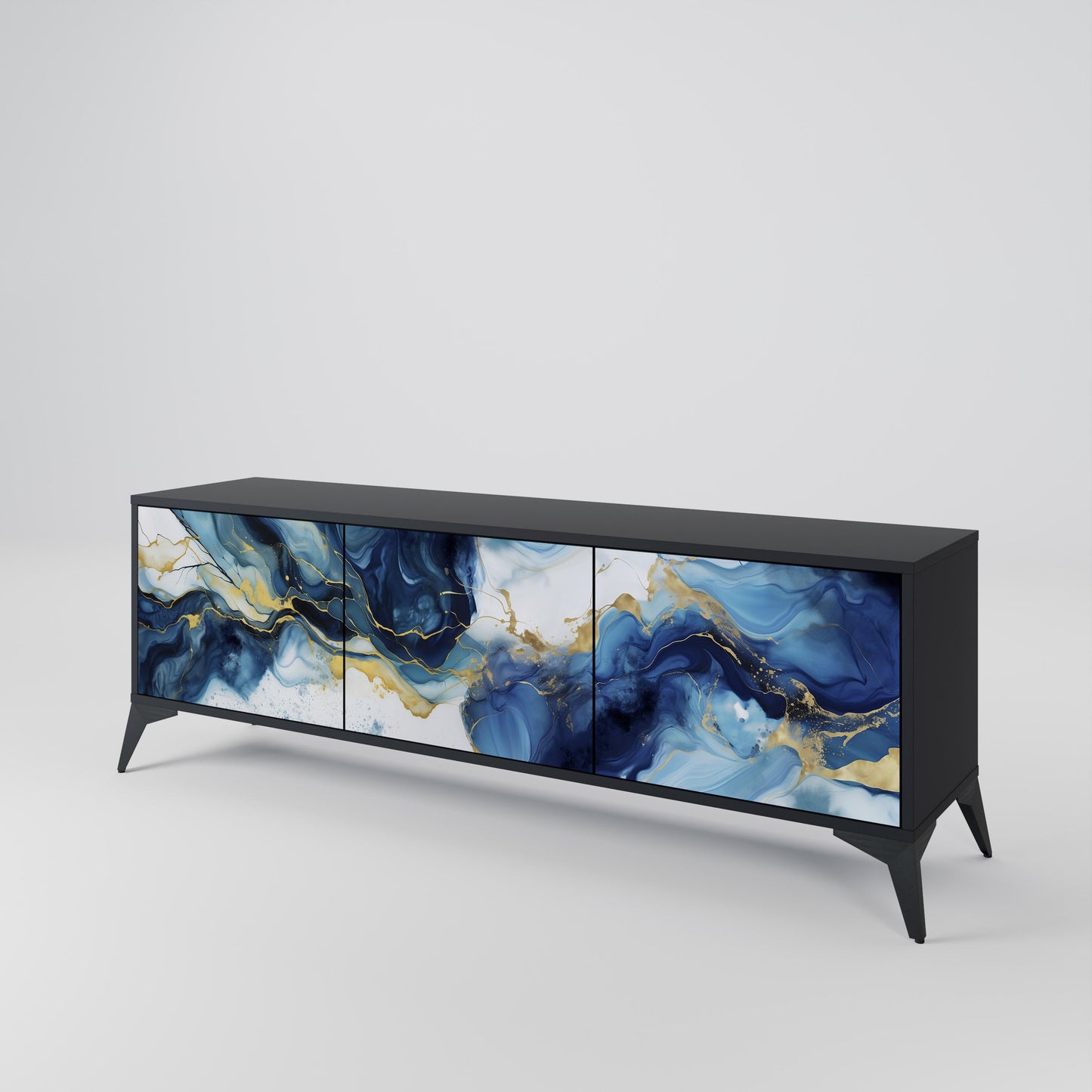 Mobile TV INKY MARBLE a 3 ante con finitura nera