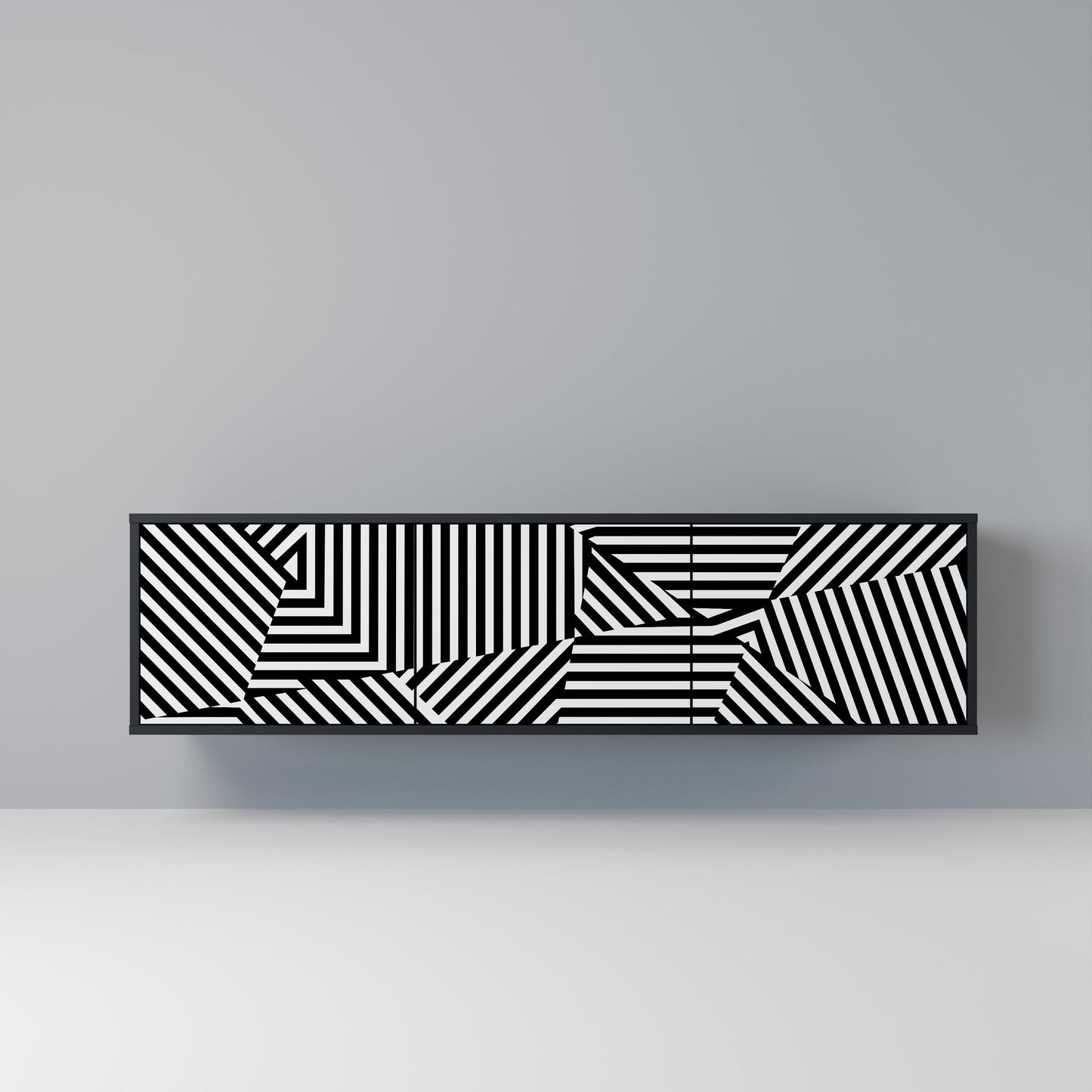 Mobile TV ILLUSIONARY LATTICE a 3 ante con finitura nera