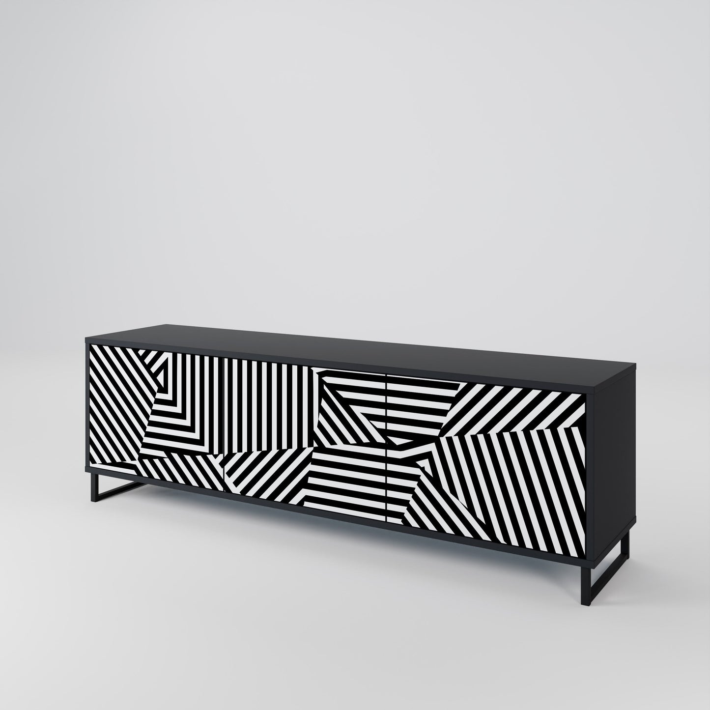 Mobile TV ILLUSIONARY LATTICE a 3 ante con finitura nera