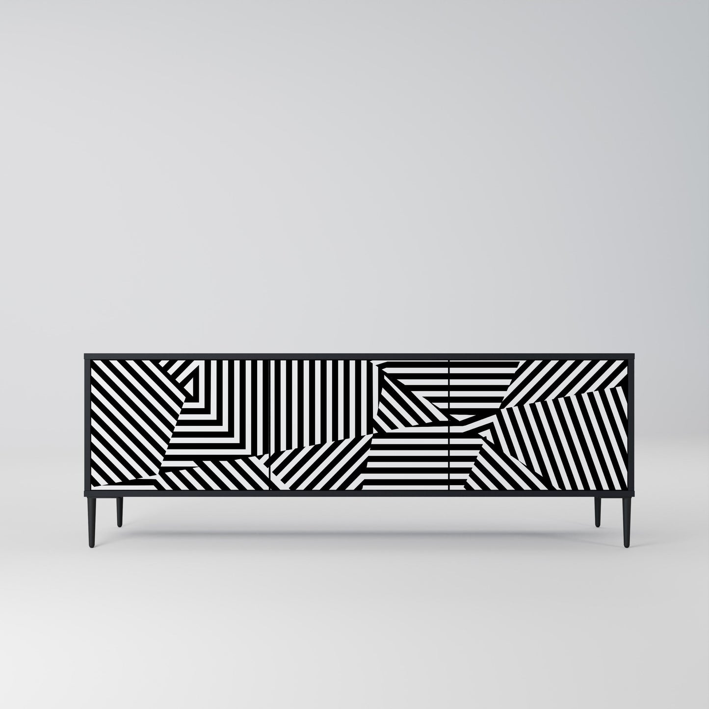 Mobile TV ILLUSIONARY LATTICE a 3 ante con finitura nera