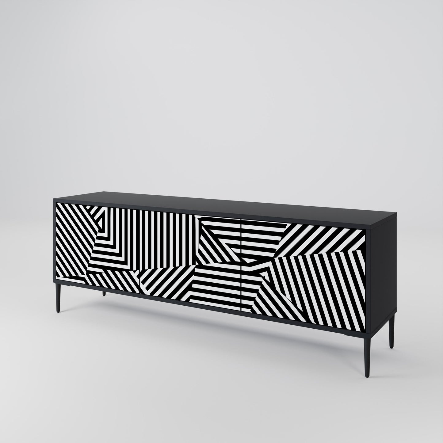 Mobile TV ILLUSIONARY LATTICE a 3 ante con finitura nera
