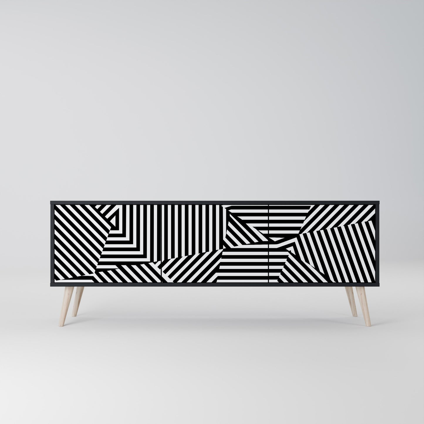Mobile TV ILLUSIONARY LATTICE a 3 ante con finitura nera