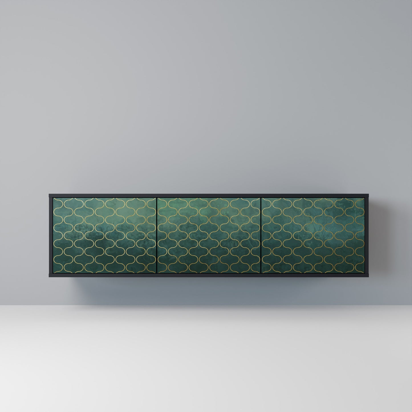Mobile TV TESSELATED GREENERY a 3 ante con finitura nera