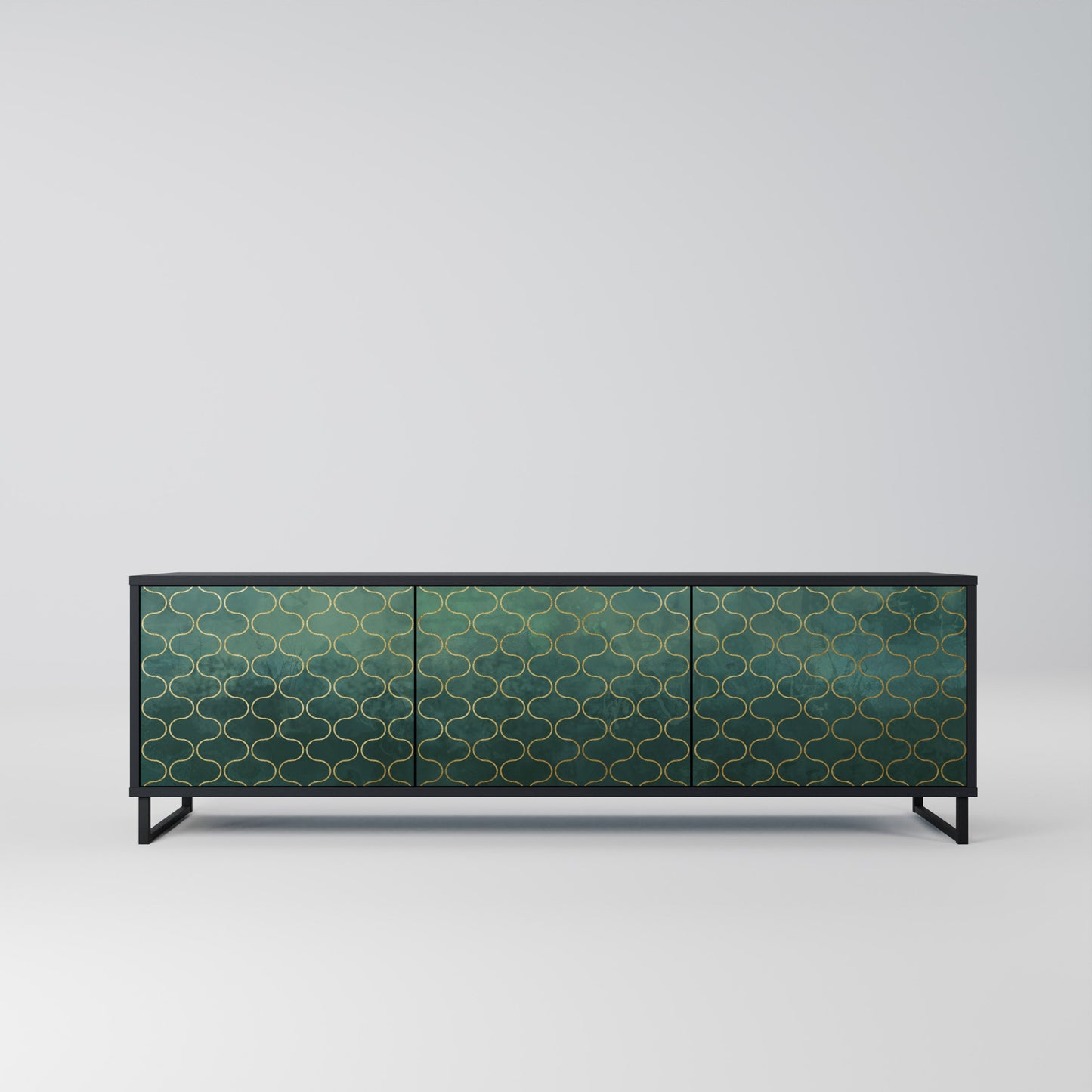 Mobile TV TESSELATED GREENERY a 3 ante con finitura nera