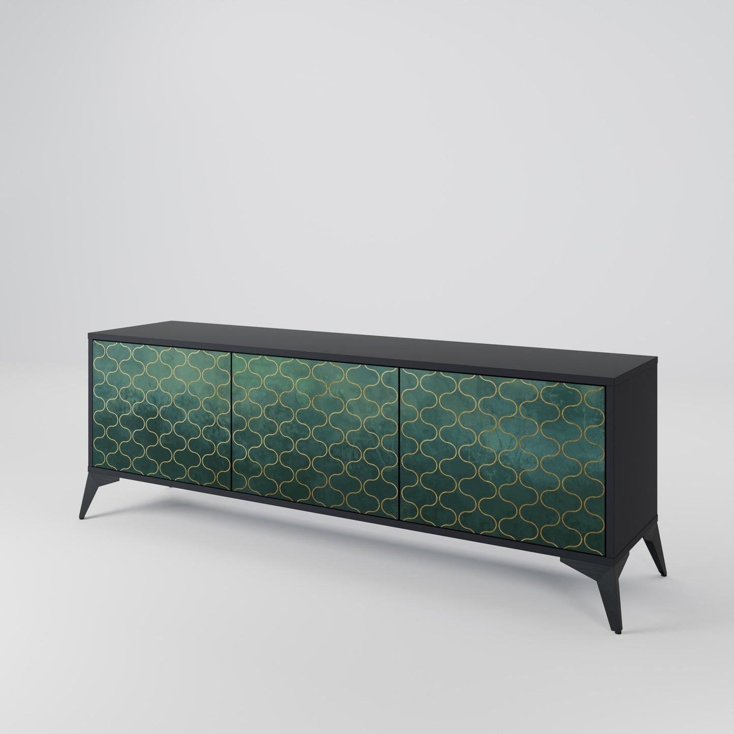 Mobile TV TESSELATED GREENERY a 3 ante con finitura nera