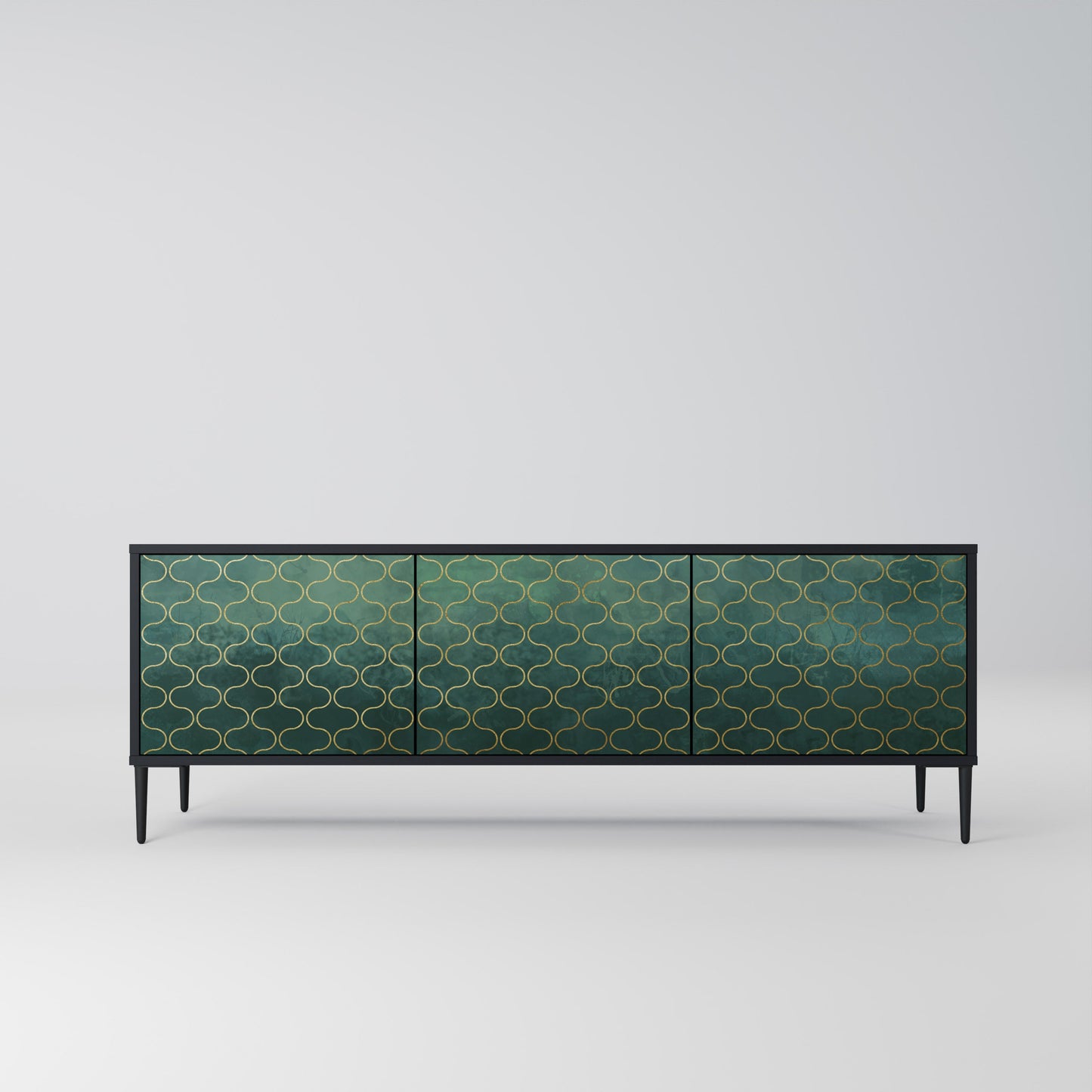 Mobile TV TESSELATED GREENERY a 3 ante con finitura nera