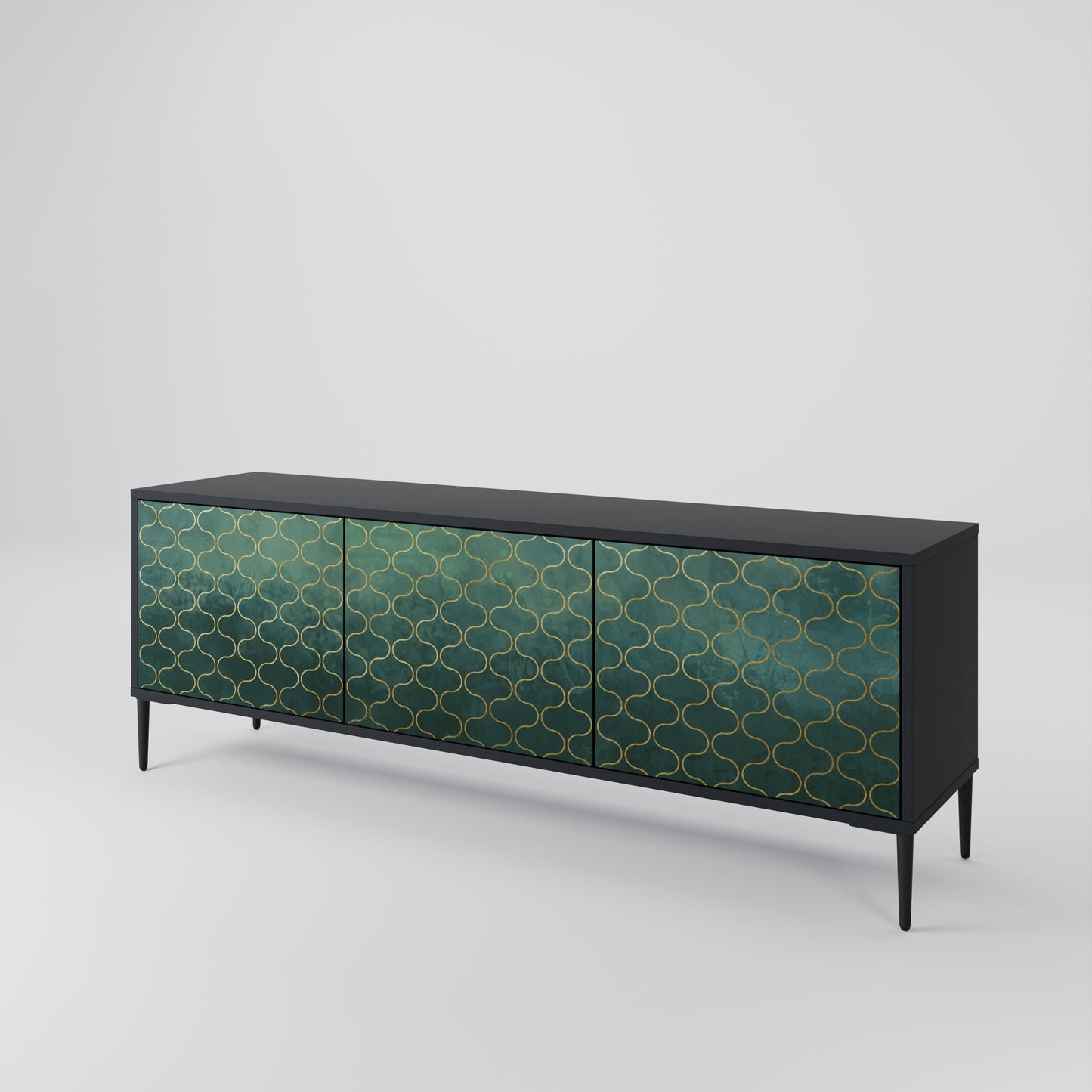 Mobile TV TESSELATED GREENERY a 3 ante con finitura nera