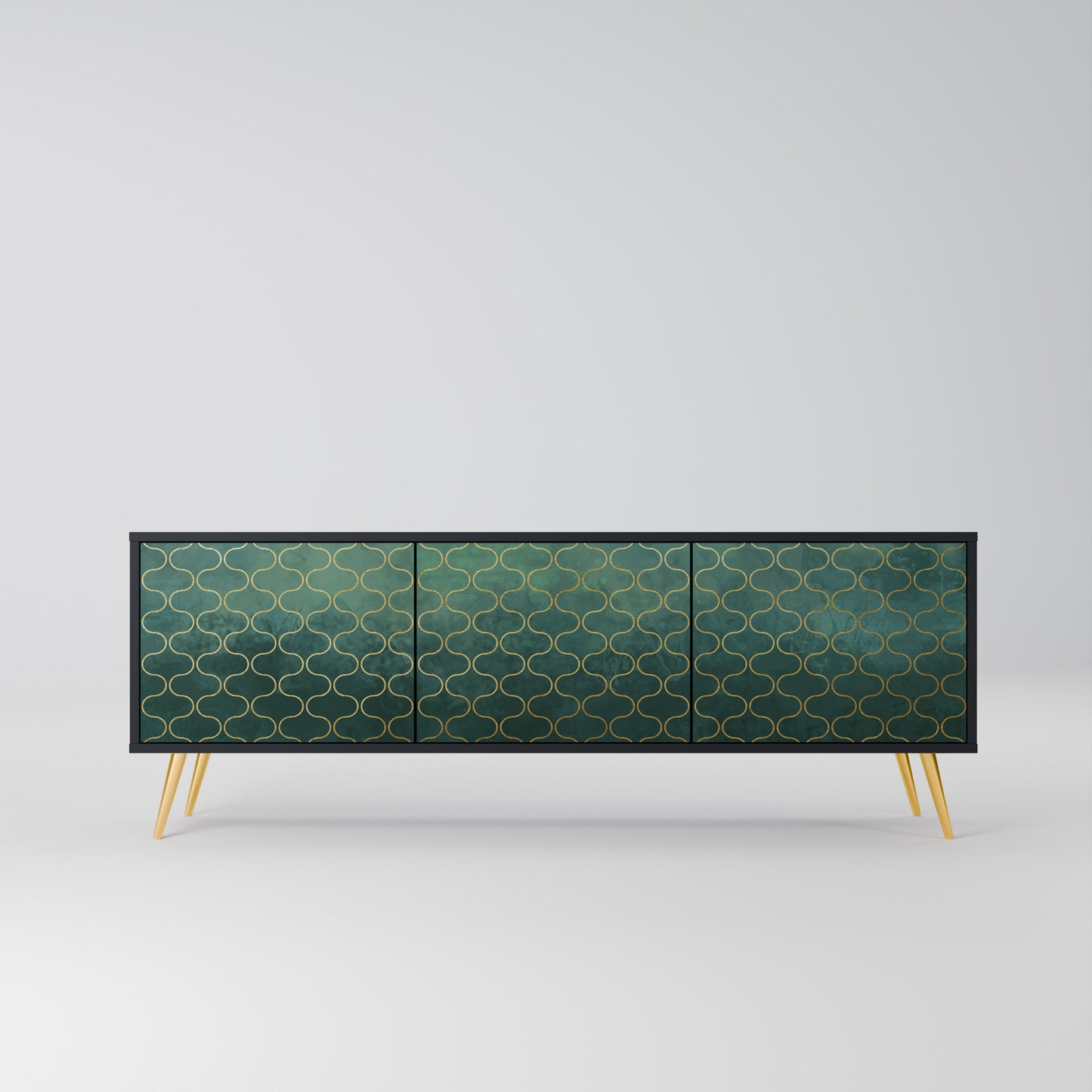 Mobile TV TESSELATED GREENERY a 3 ante con finitura nera