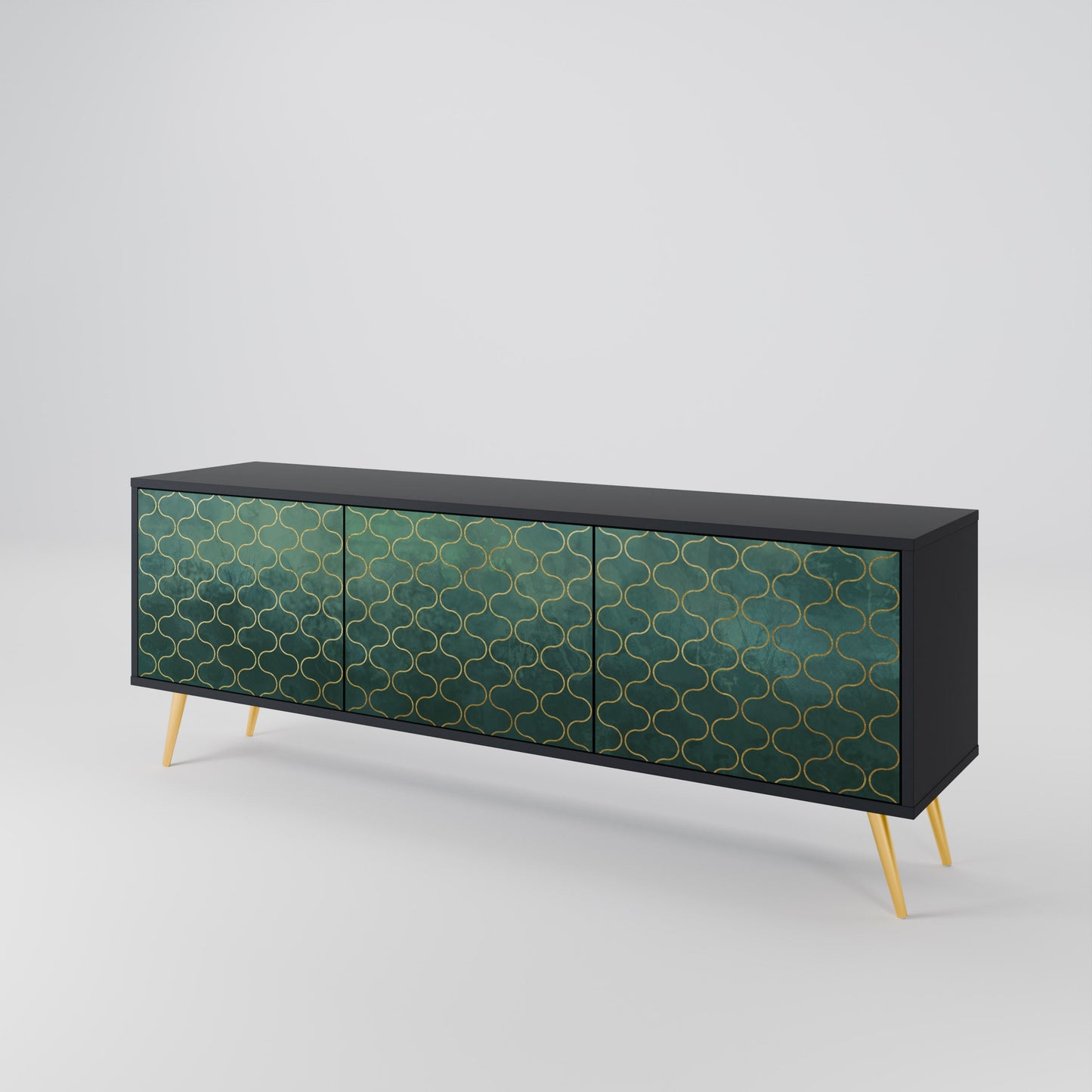 Mobile TV TESSELATED GREENERY a 3 ante con finitura nera