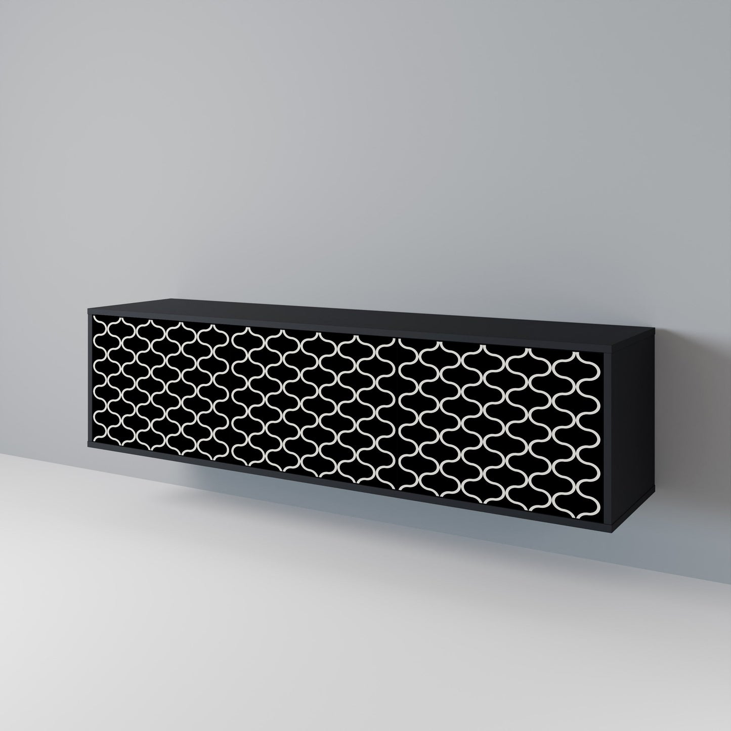 TESSELATED BLACKNESS 3-Door TV Stand in Black Finish