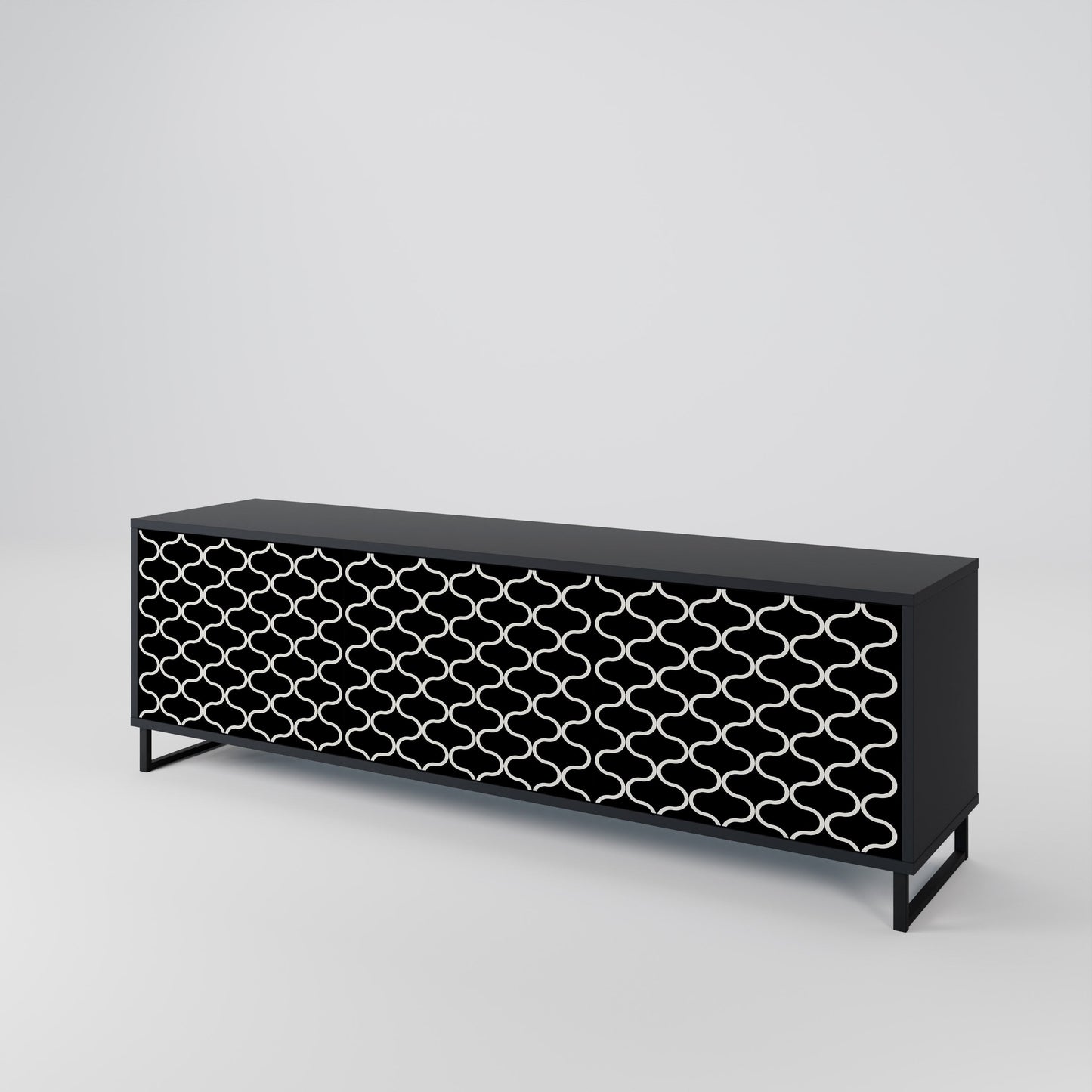 TESSELATED BLACKNESS 3-Door TV Stand in Black Finish