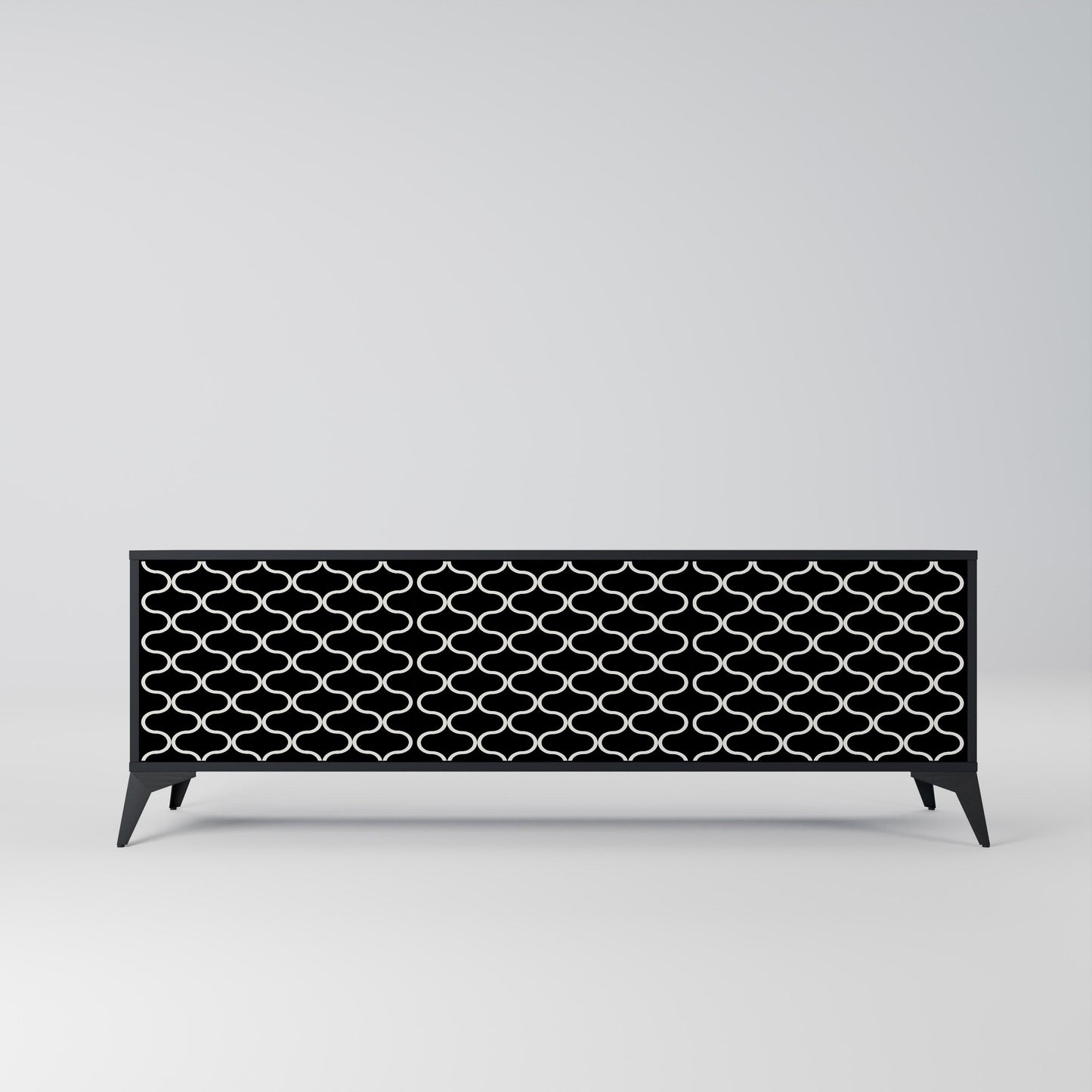 TESSELATED BLACKNESS 3-Door TV Stand in Black Finish