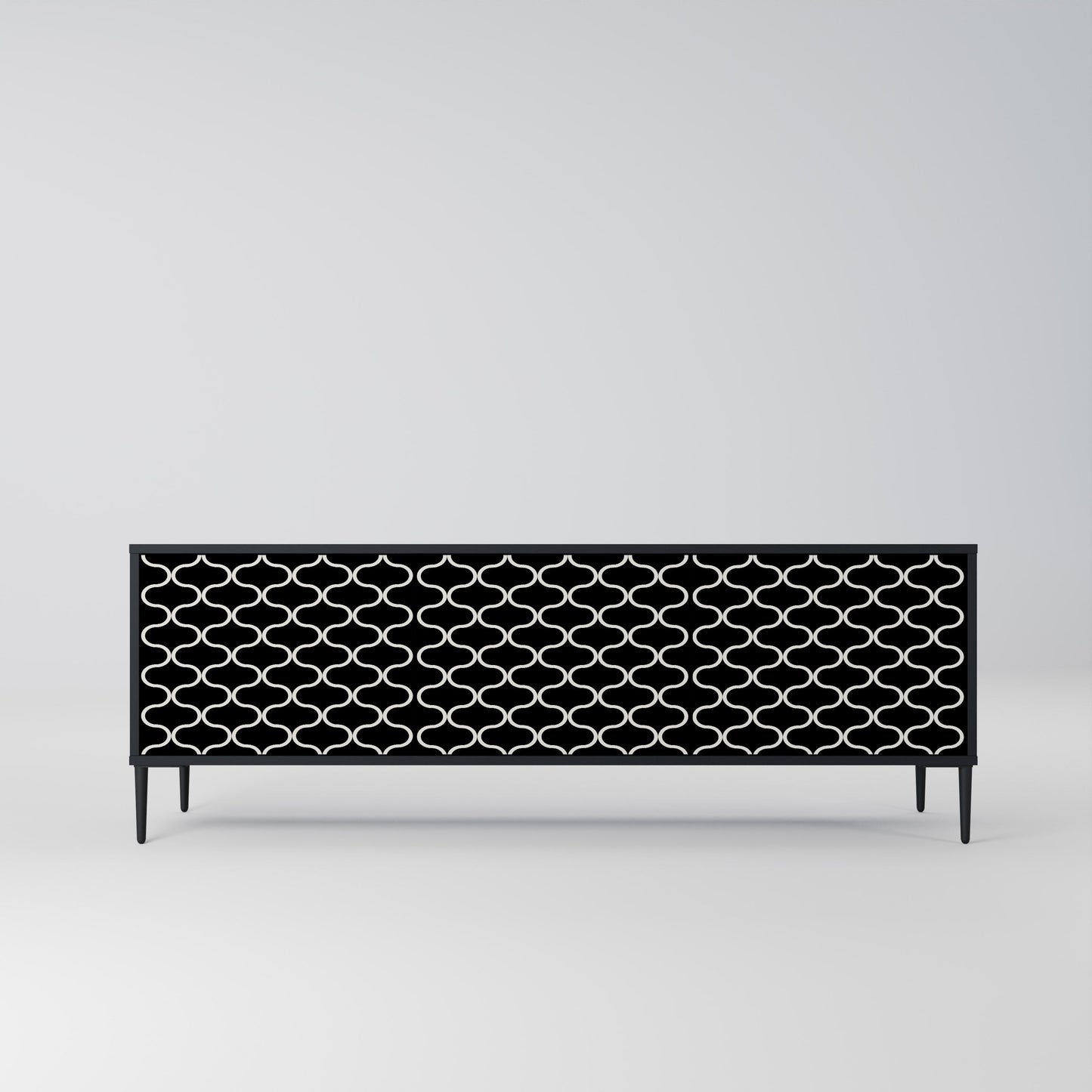 TESSELATED BLACKNESS 3-Door TV Stand in Black Finish