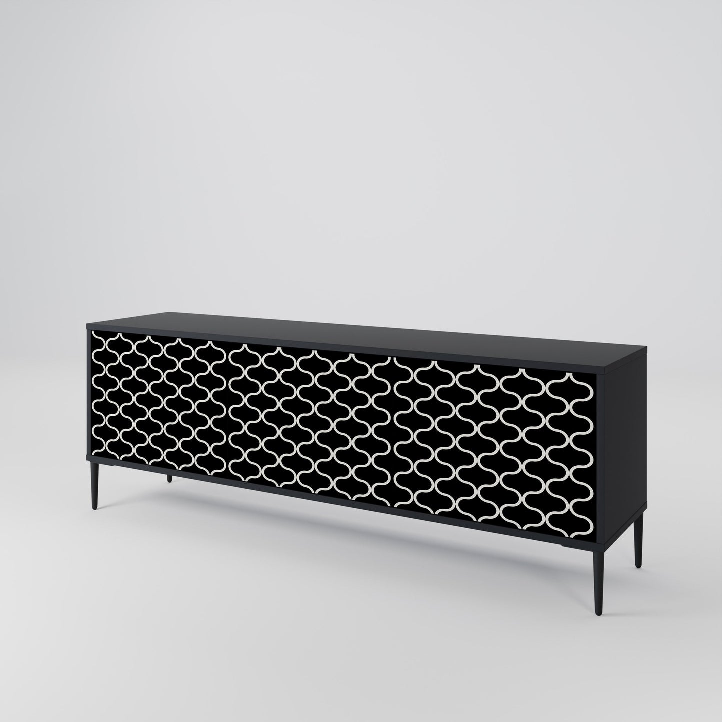 TESSELATED BLACKNESS 3-Door TV Stand in Black Finish