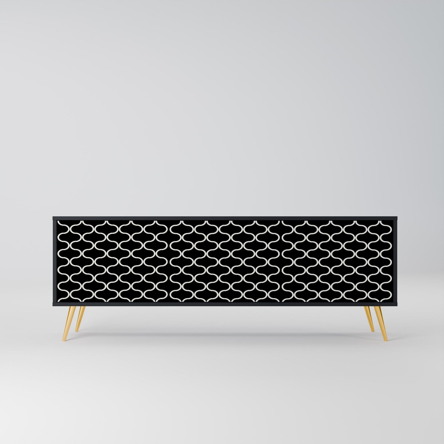 TESSELATED BLACKNESS 3-Door TV Stand in Black Finish
