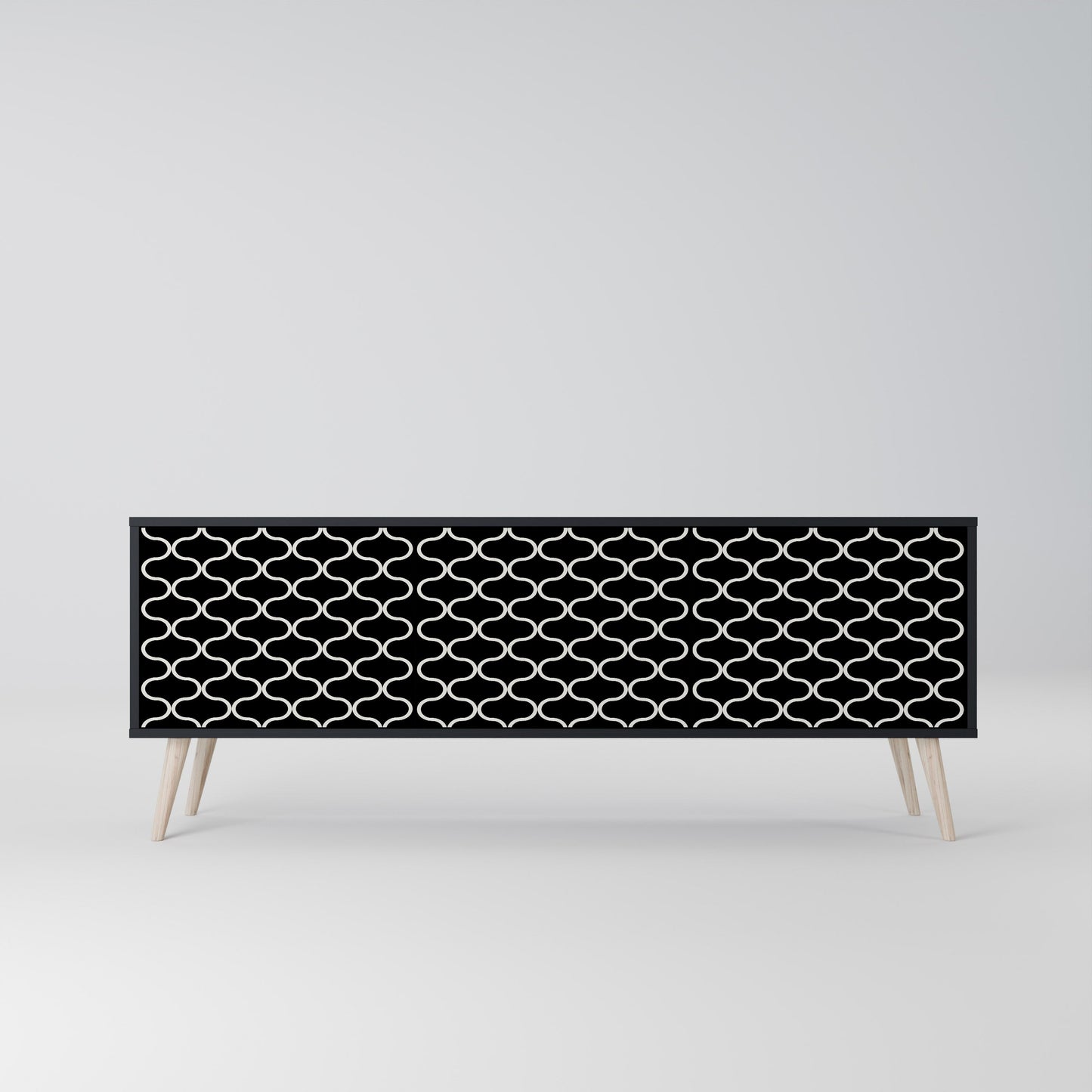 TESSELATED BLACKNESS 3-Door TV Stand in Black Finish
