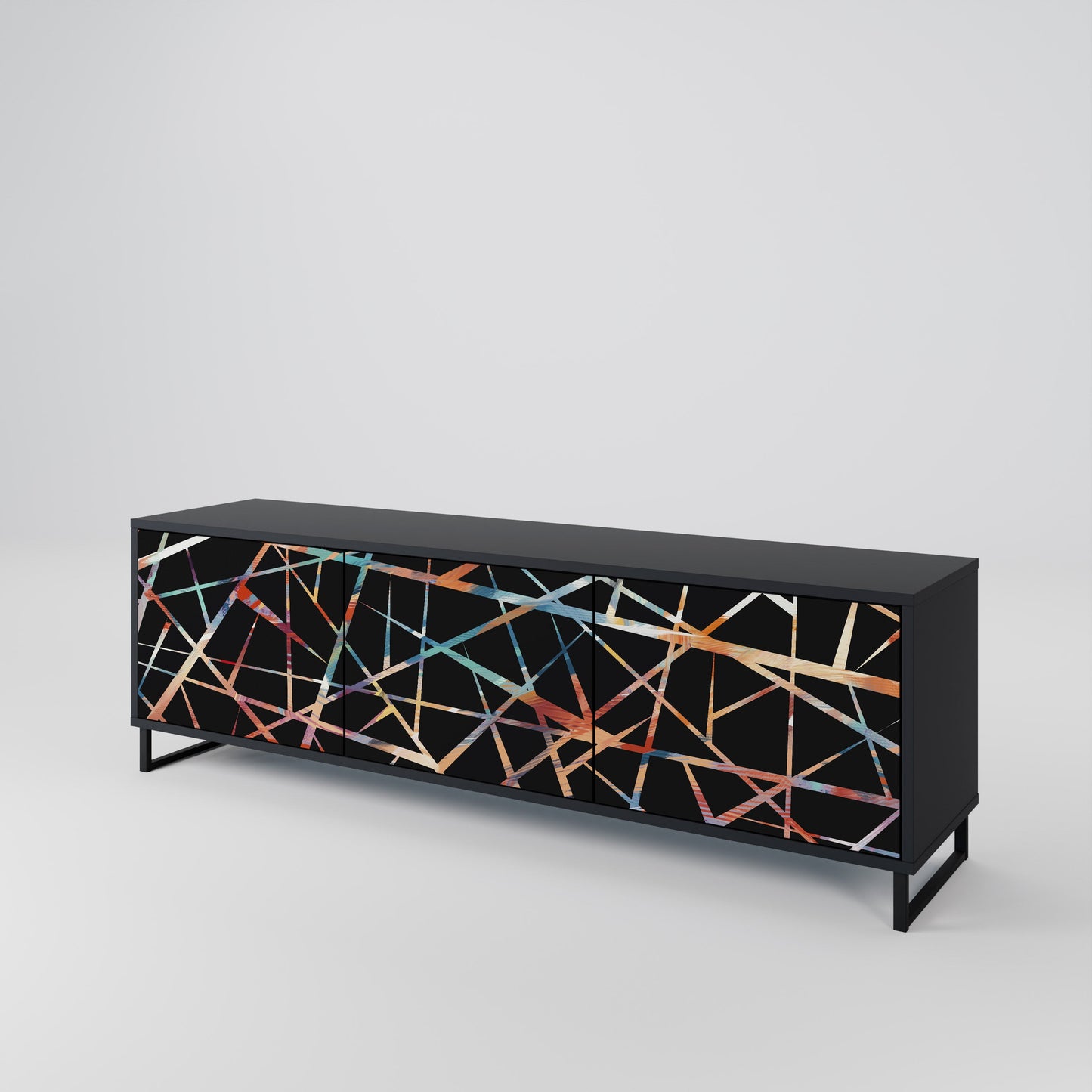 POLYGON VERVE 3-Door TV Stand in Black Finish