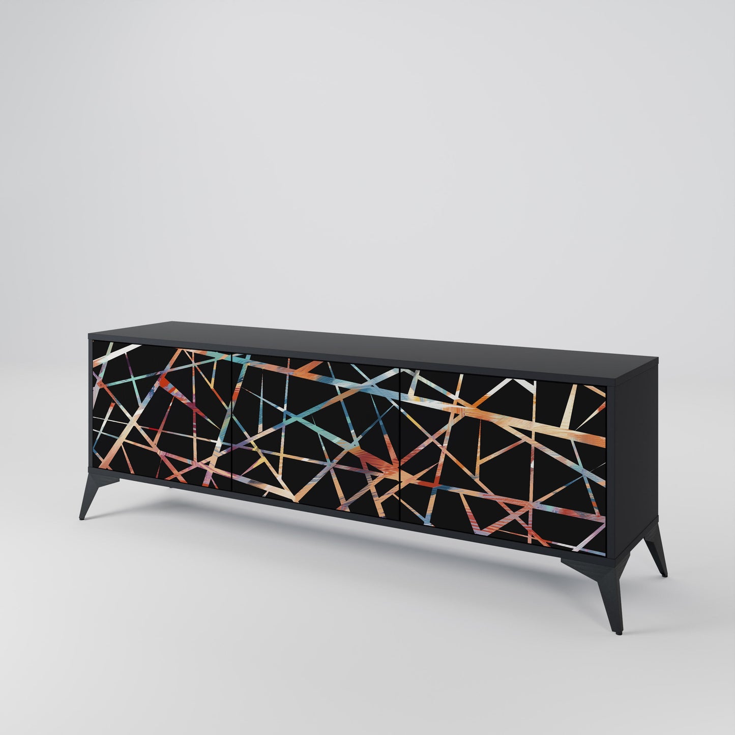 POLYGON VERVE 3-Door TV Stand in Black Finish