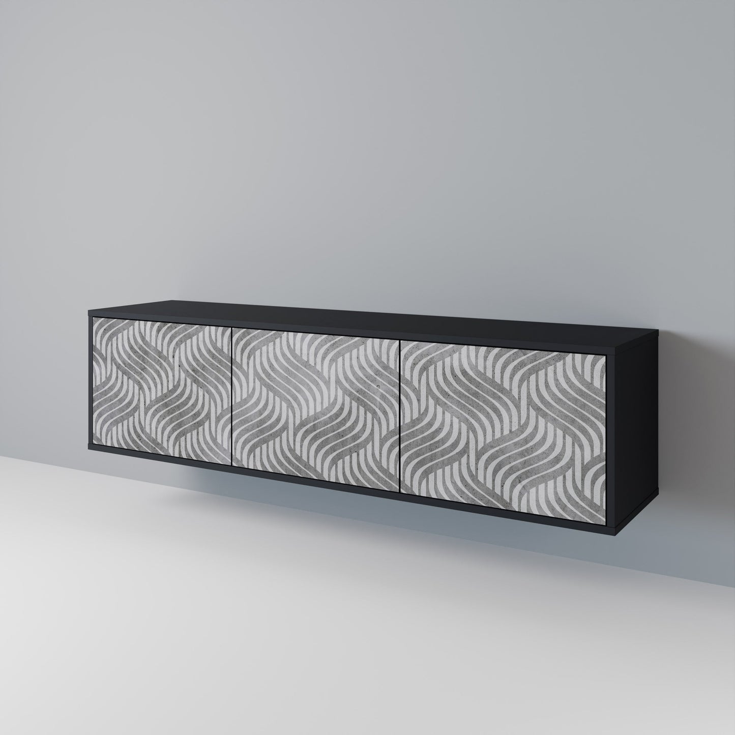 Mobile TV CONCRETE MOVEMENT a 3 ante in finitura nera