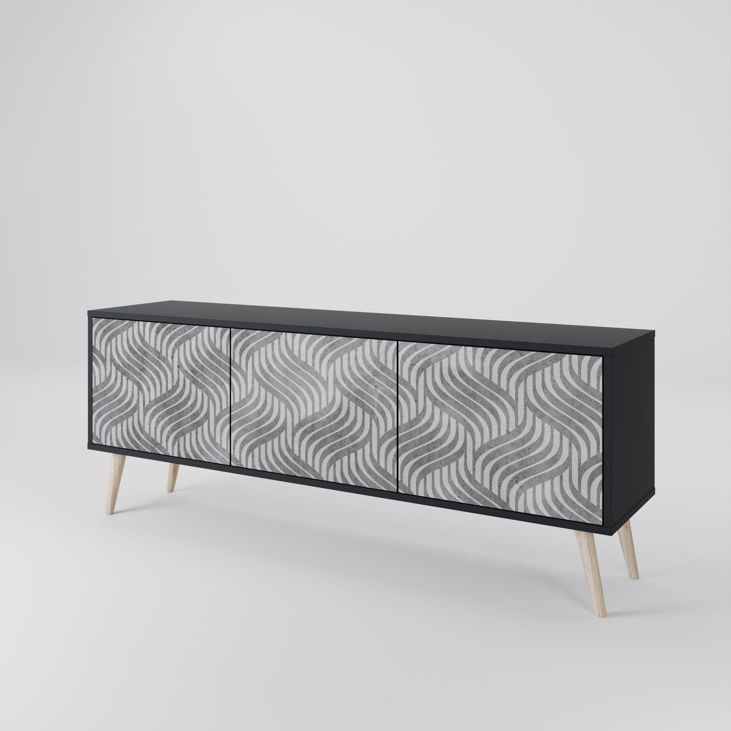 Mobile TV CONCRETE MOVEMENT a 3 ante in finitura nera