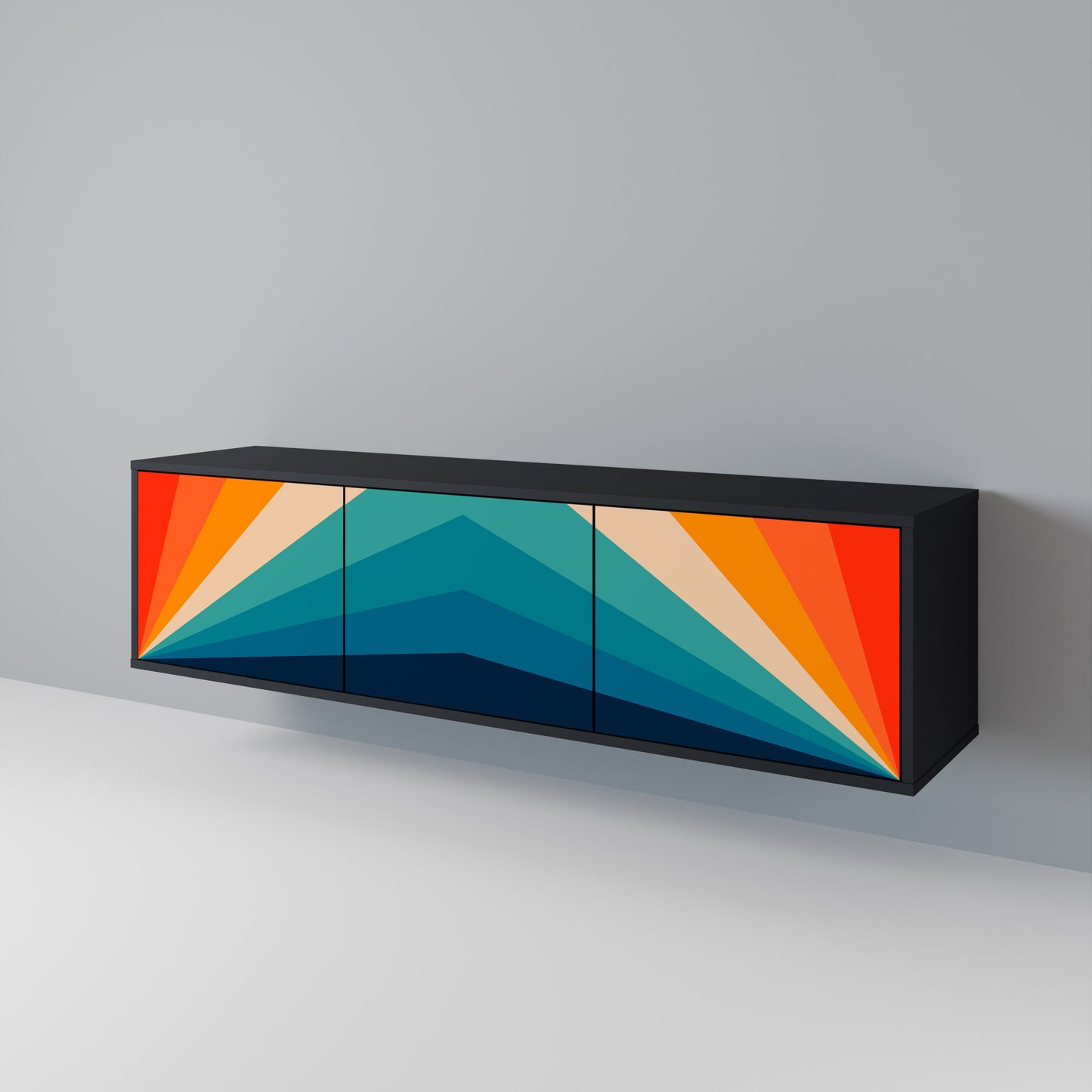 Mobile TV PRISM CONCUSSION a 3 ante in finitura nera