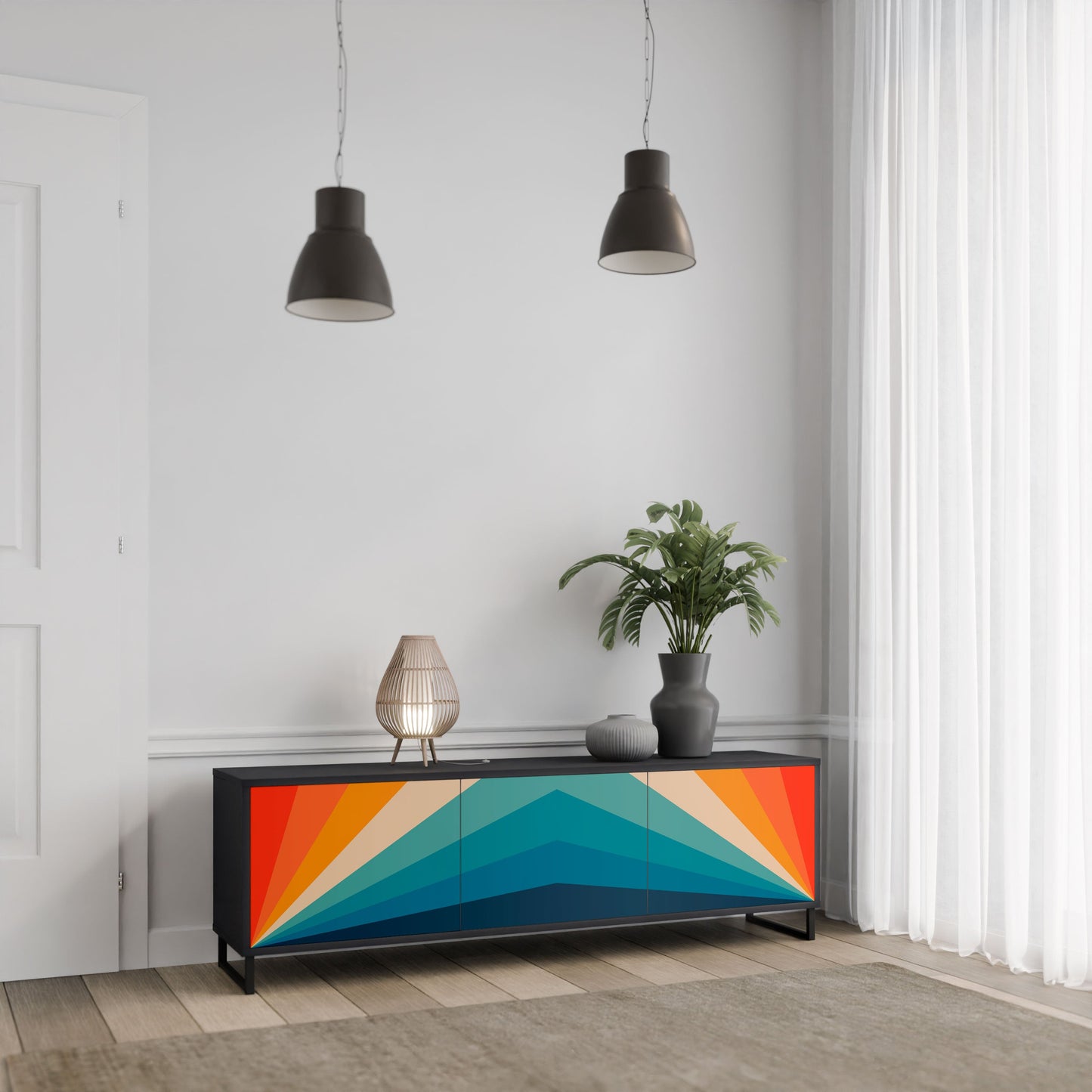 Mobile TV PRISM CONCUSSION a 3 ante in finitura nera