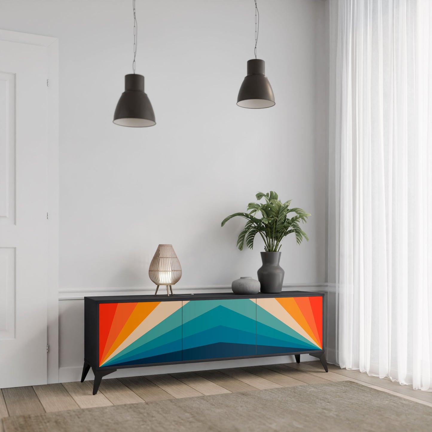 Mobile TV PRISM CONCUSSION a 3 ante in finitura nera