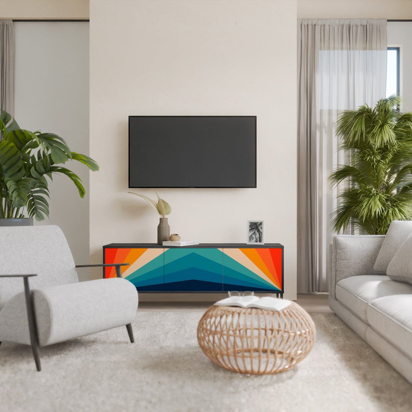 Mobile TV PRISM CONCUSSION a 3 ante in finitura nera