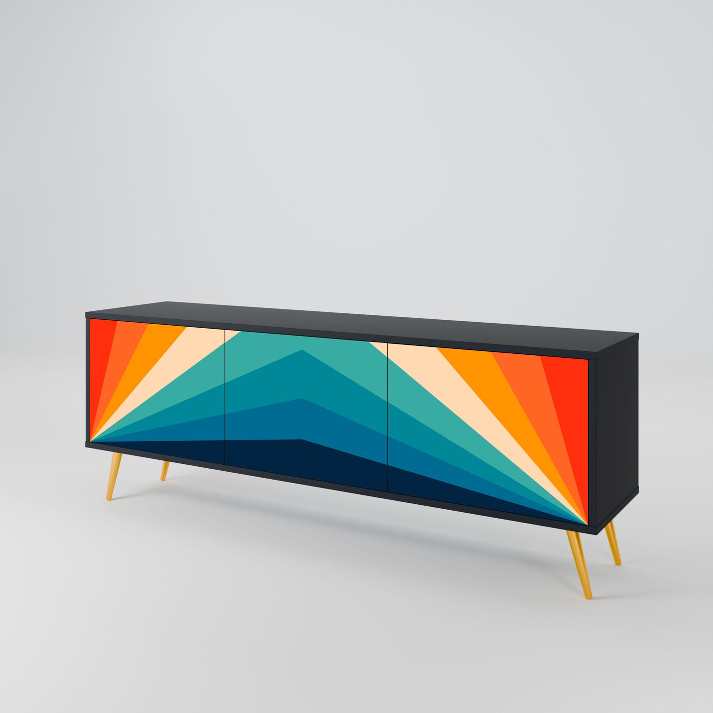 Mobile TV PRISM CONCUSSION a 3 ante in finitura nera